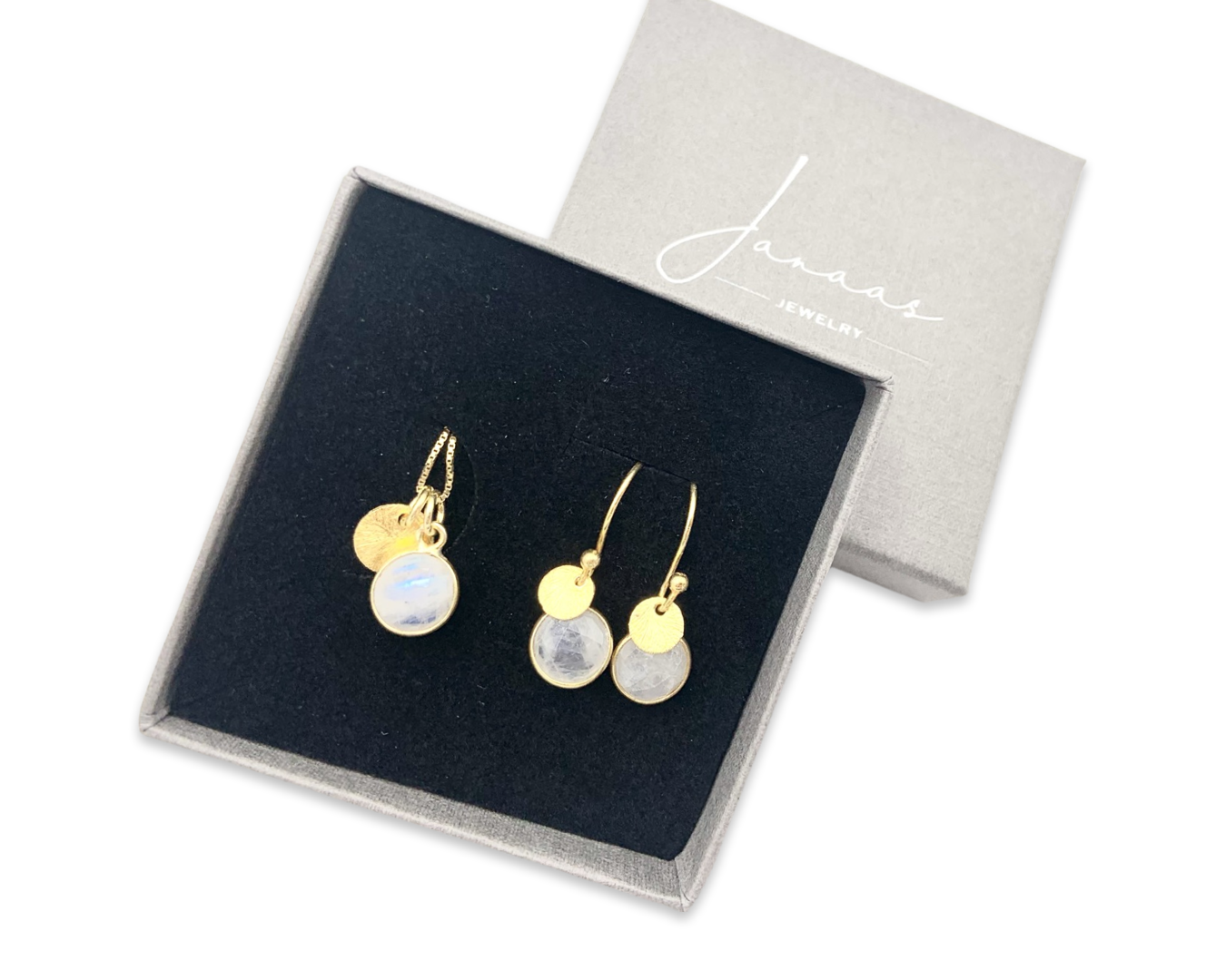 Kette „Mondstein Duo weiss" Gold - 925 Sterlingsilber