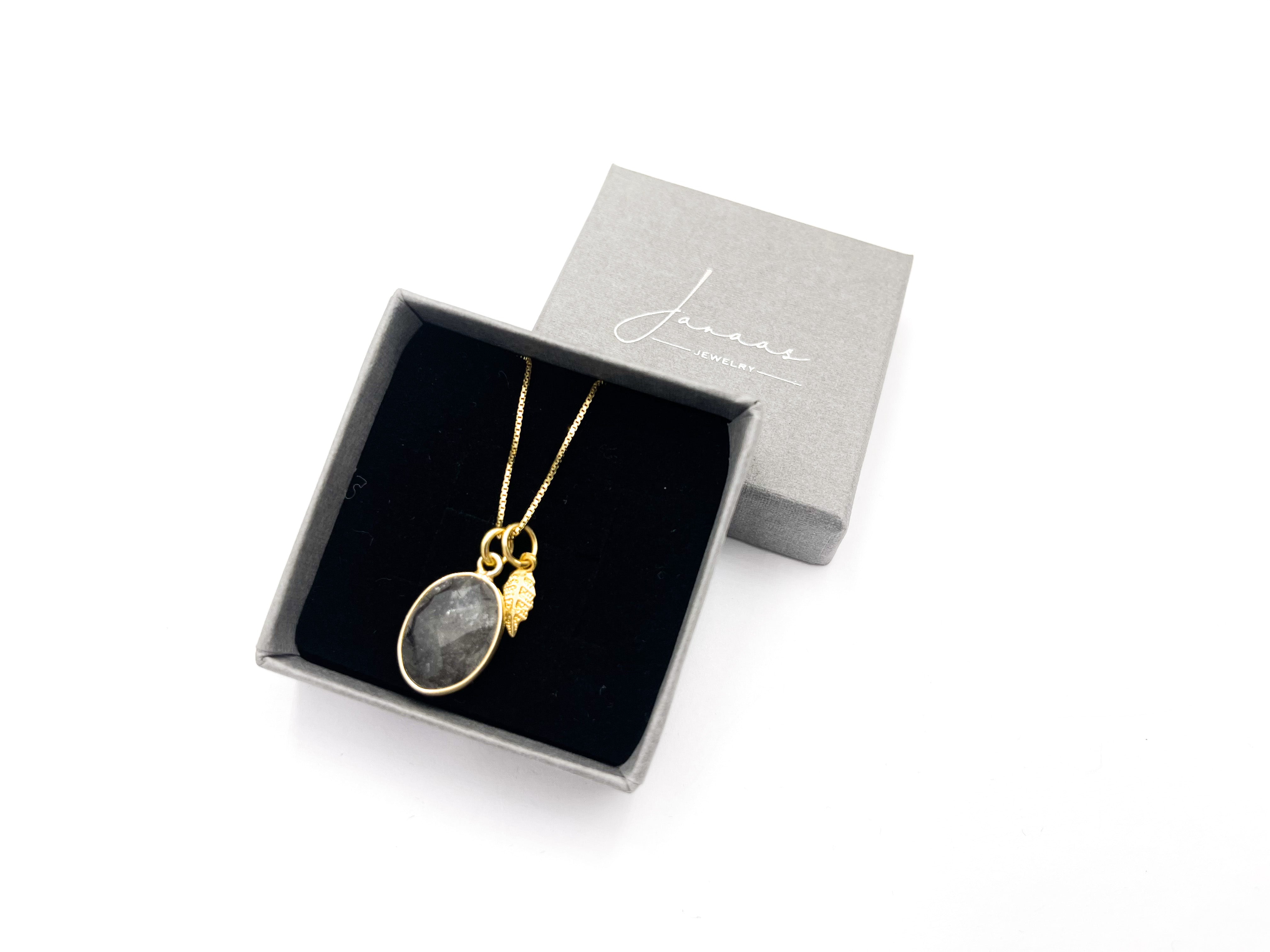 Kette „Turmalinquarz Leaf“ Gold - 925 Sterlingsilber