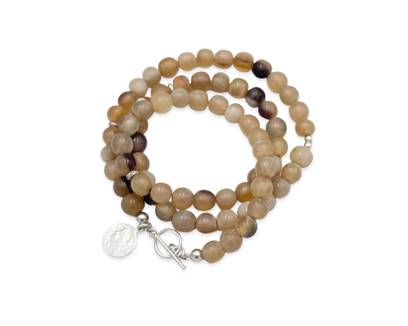 Armband PREMIUM - White Horn poliert mit Münze