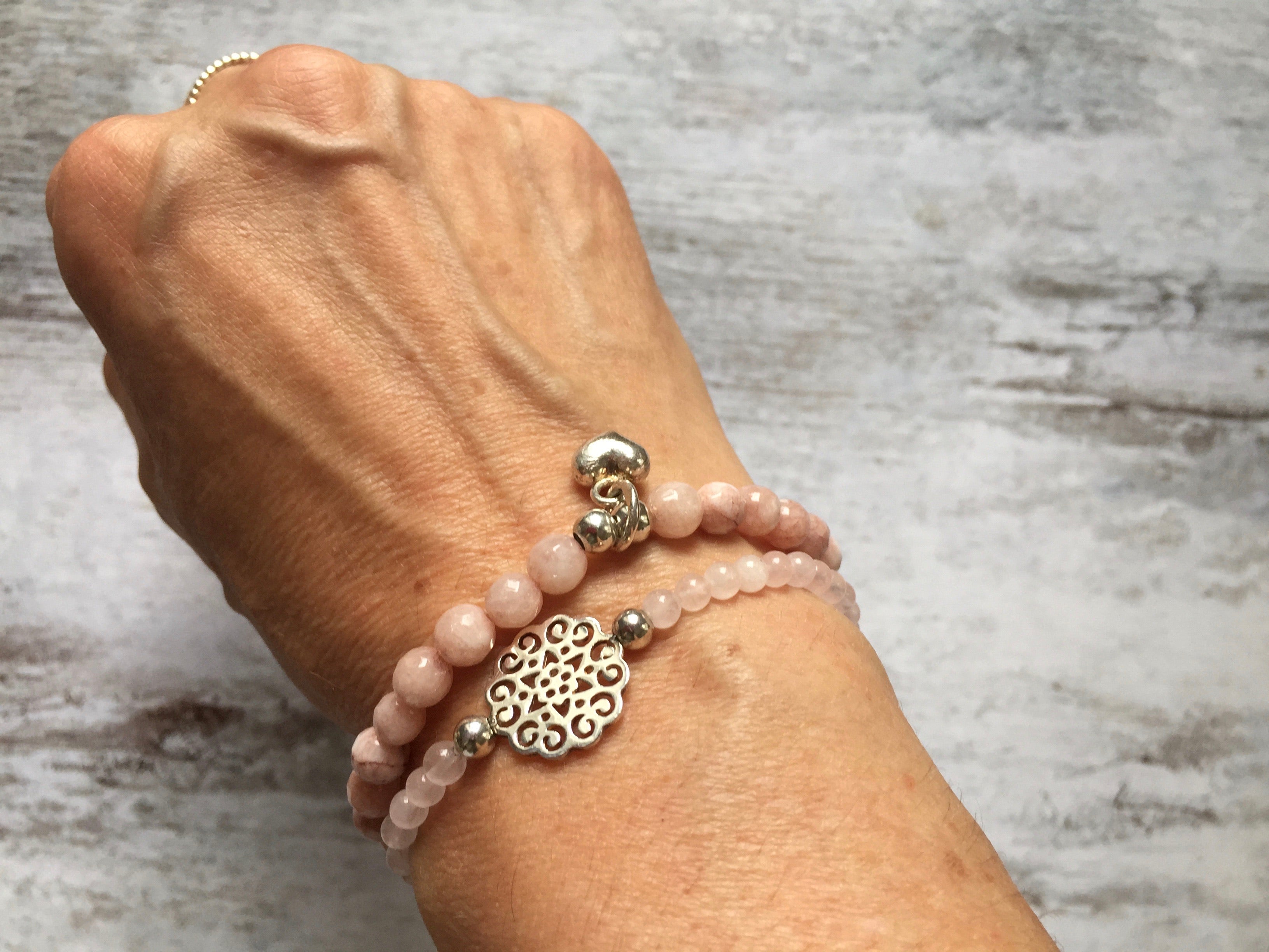 Armband Verbinder "Achat Rosa"