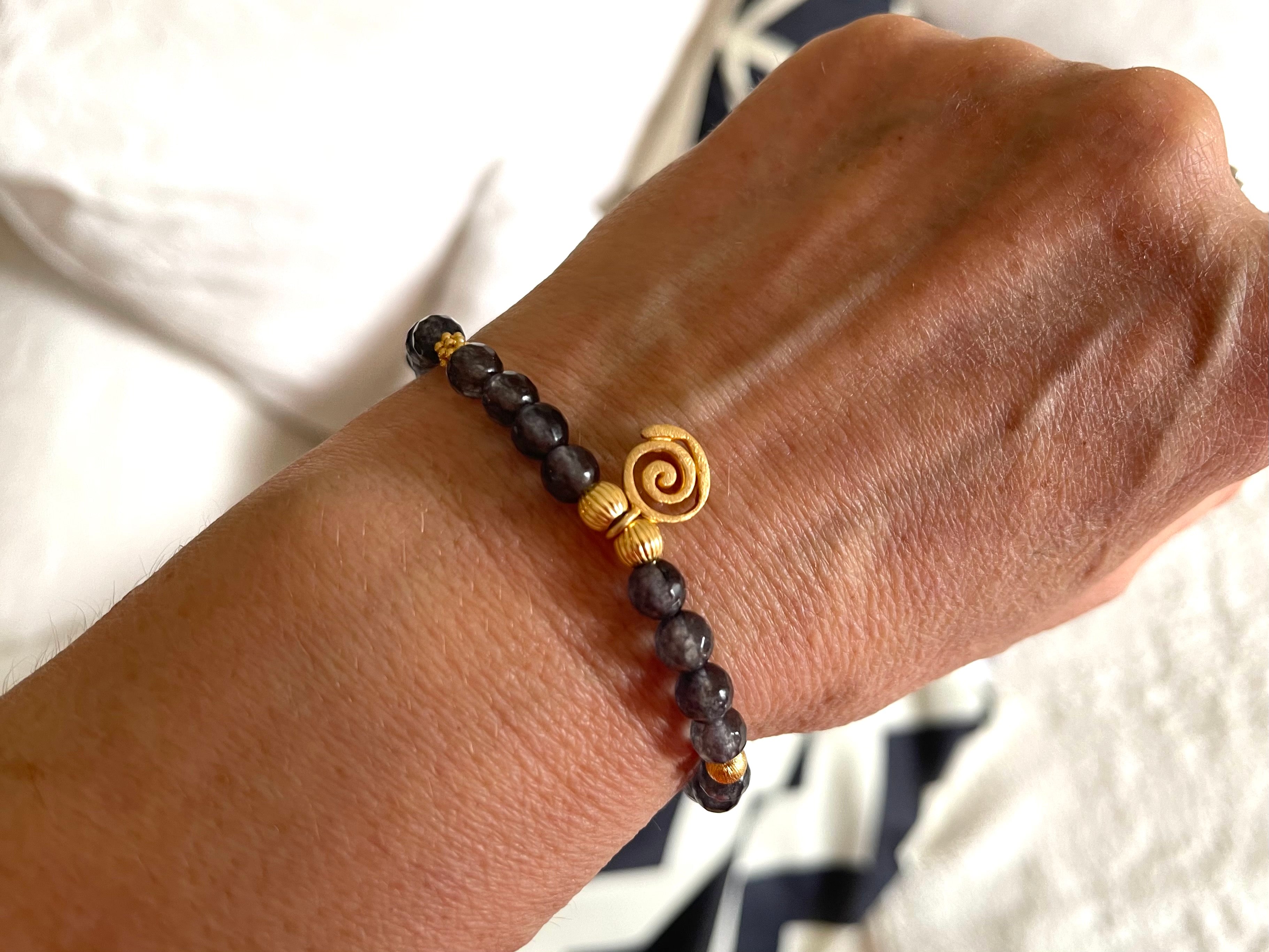Armband Achat Jeans & Gold