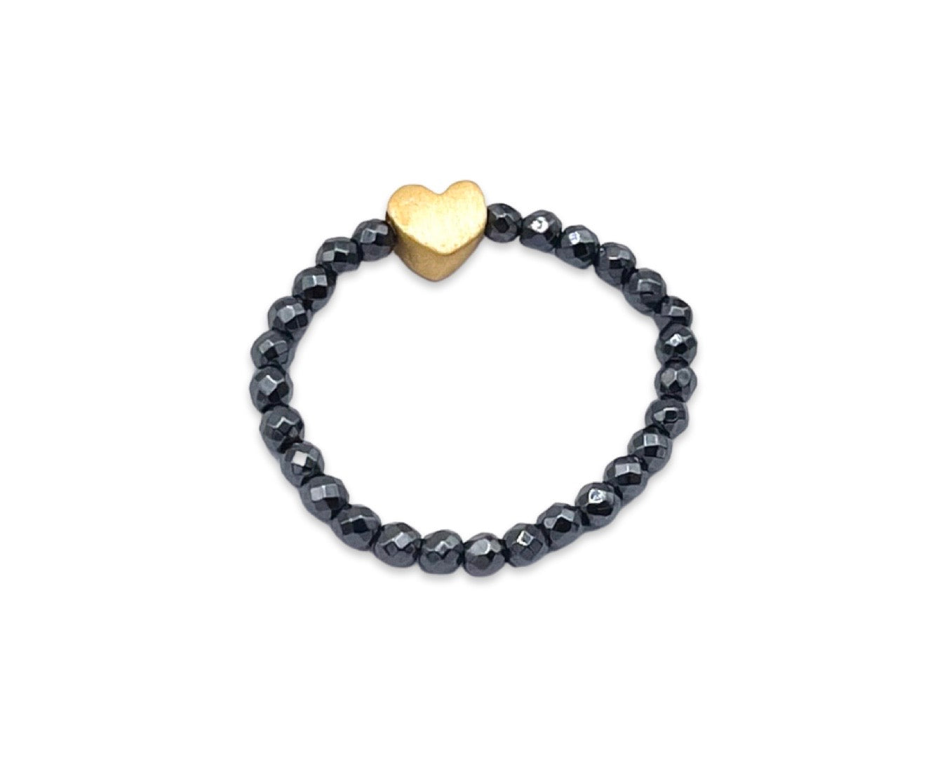 Ring "Black Hämatit Heart“ Gold