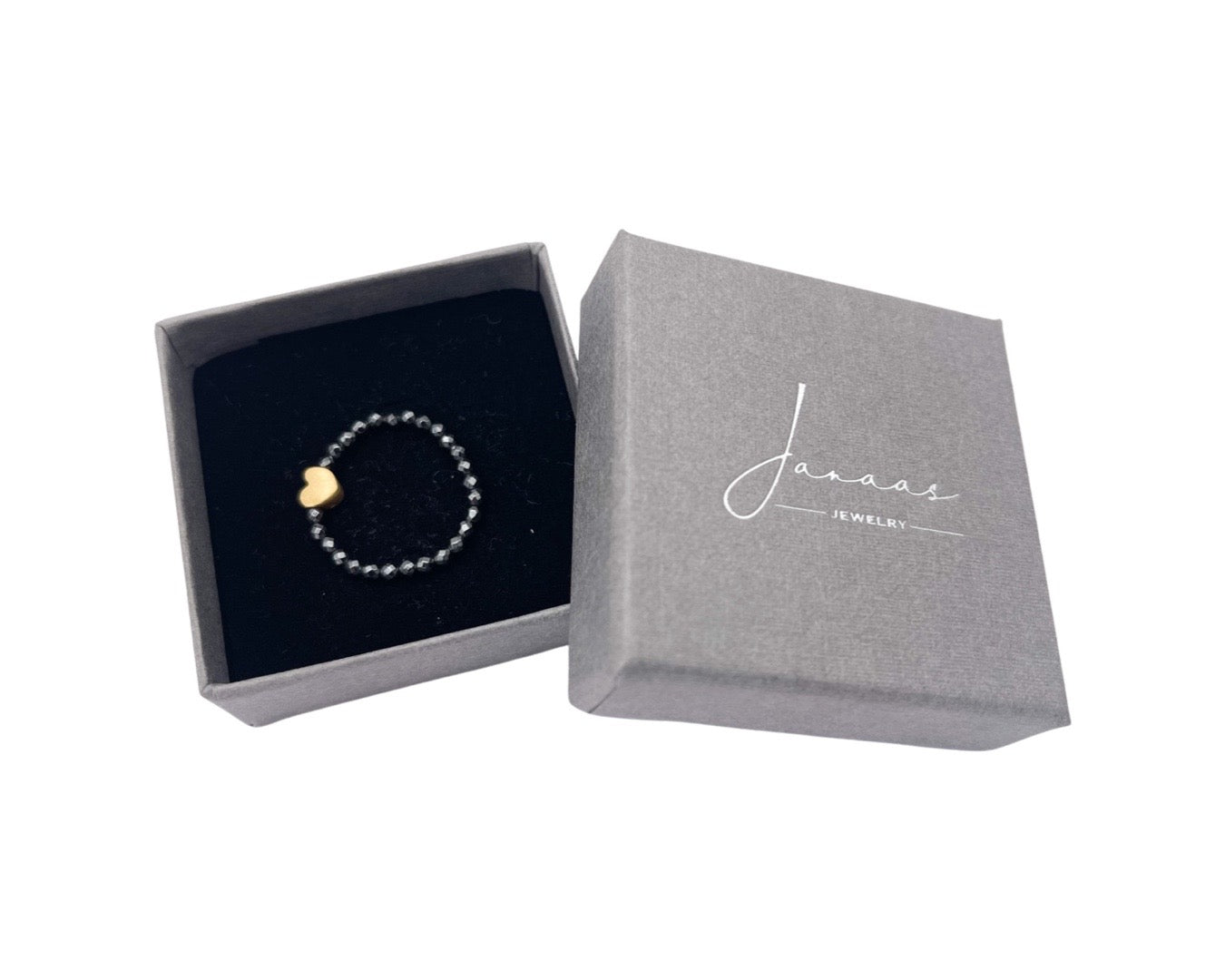 Ring "Black Hämatit Heart“ Gold