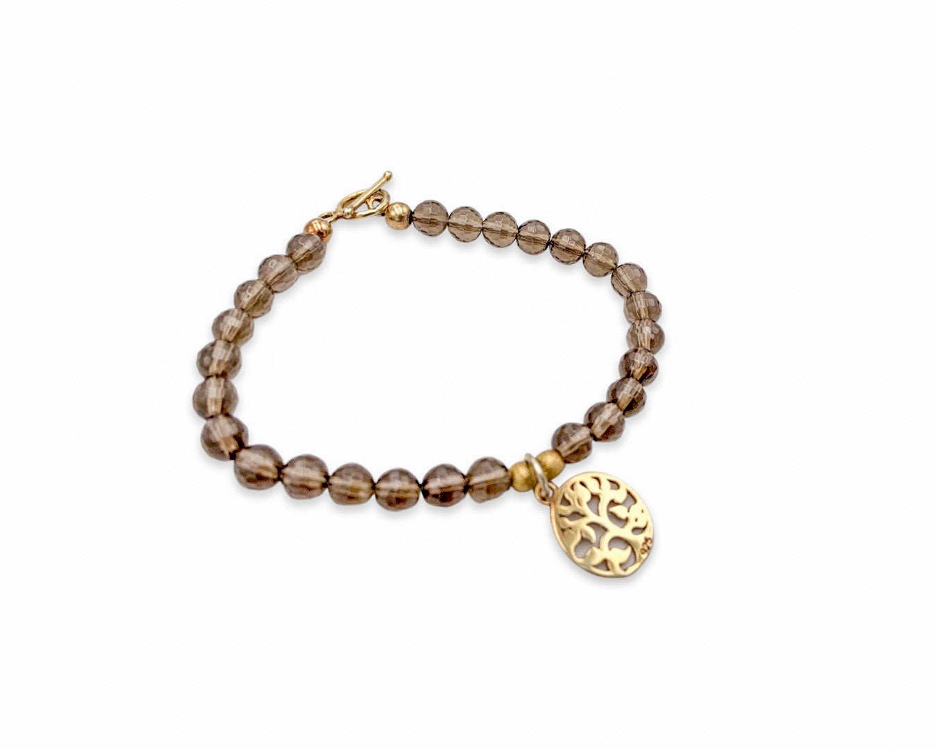 Armband "Rauchquarz Lebensbaum" gold