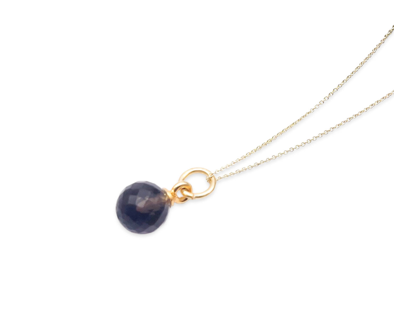 Kette „Rauchquarz Kugel“ - 925 Sterlingsilber vergoldet