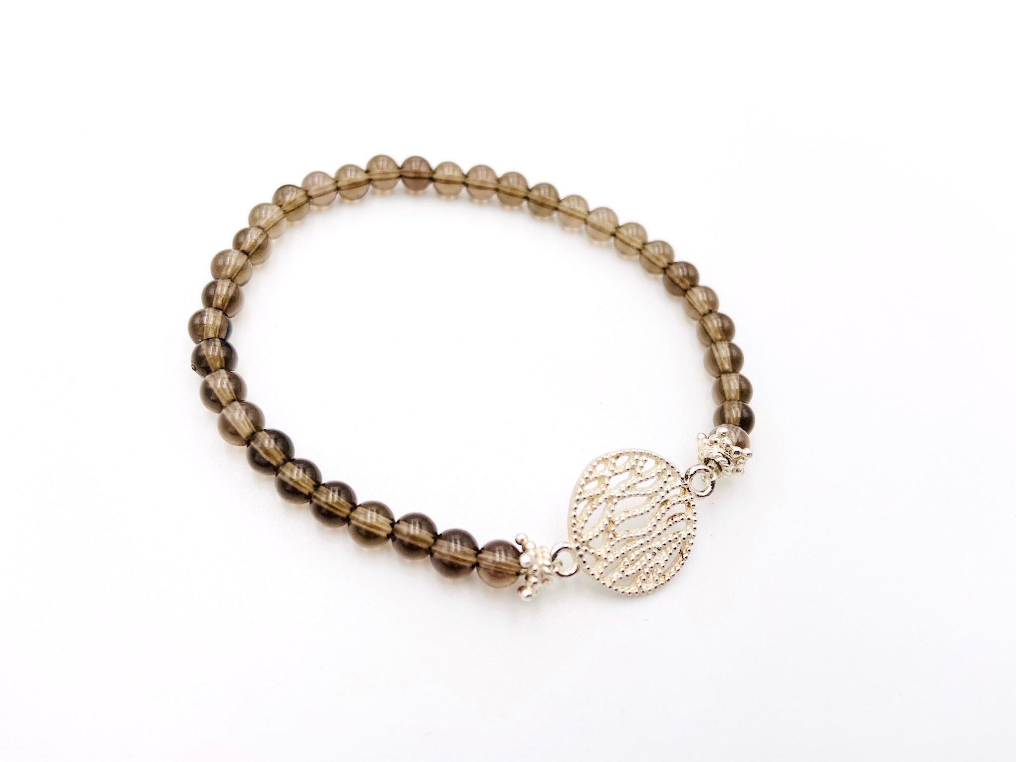Armband Rauchquarz Verbinder silber
