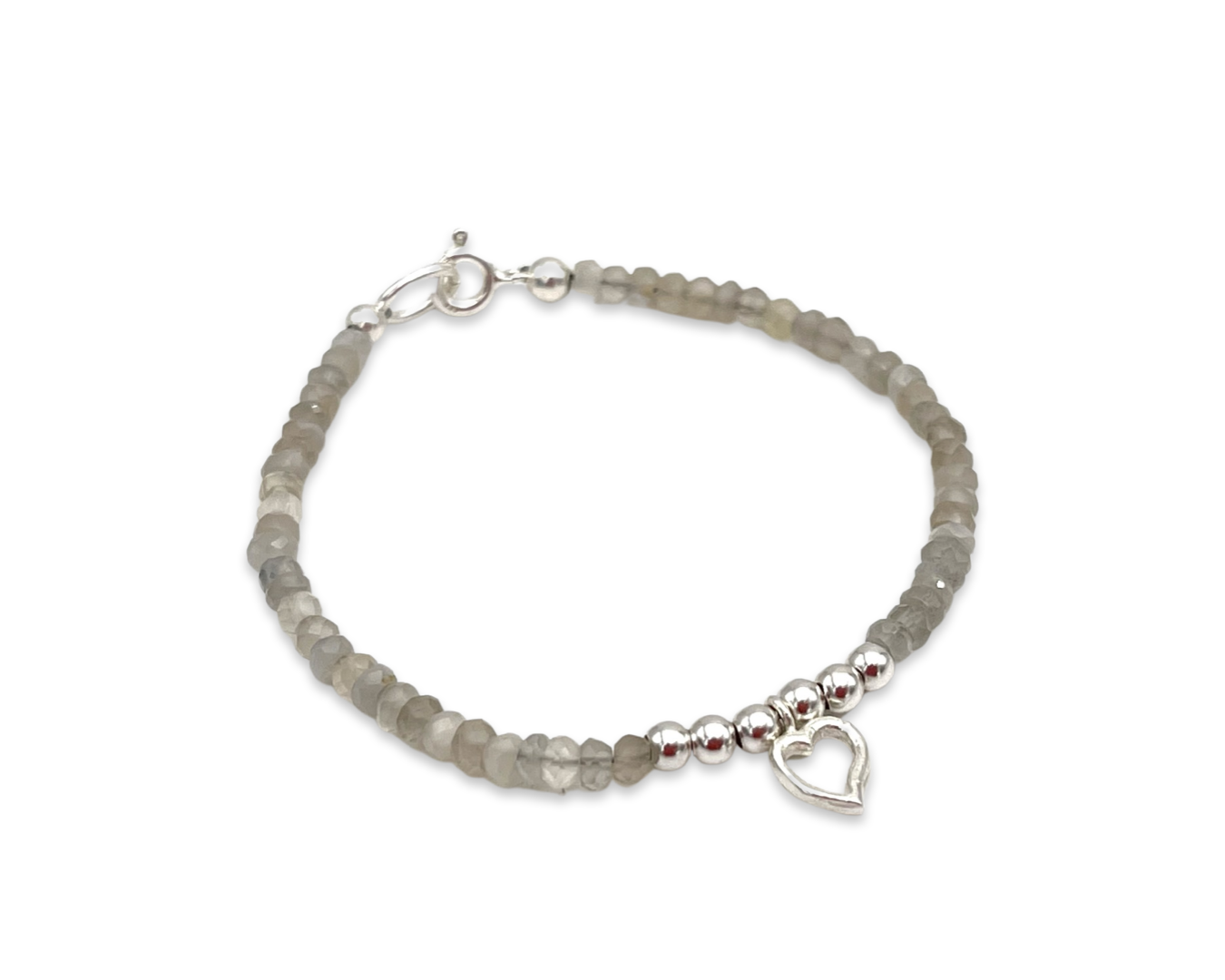 Armband "Heart" Labradorit grau & Sterlingsilber