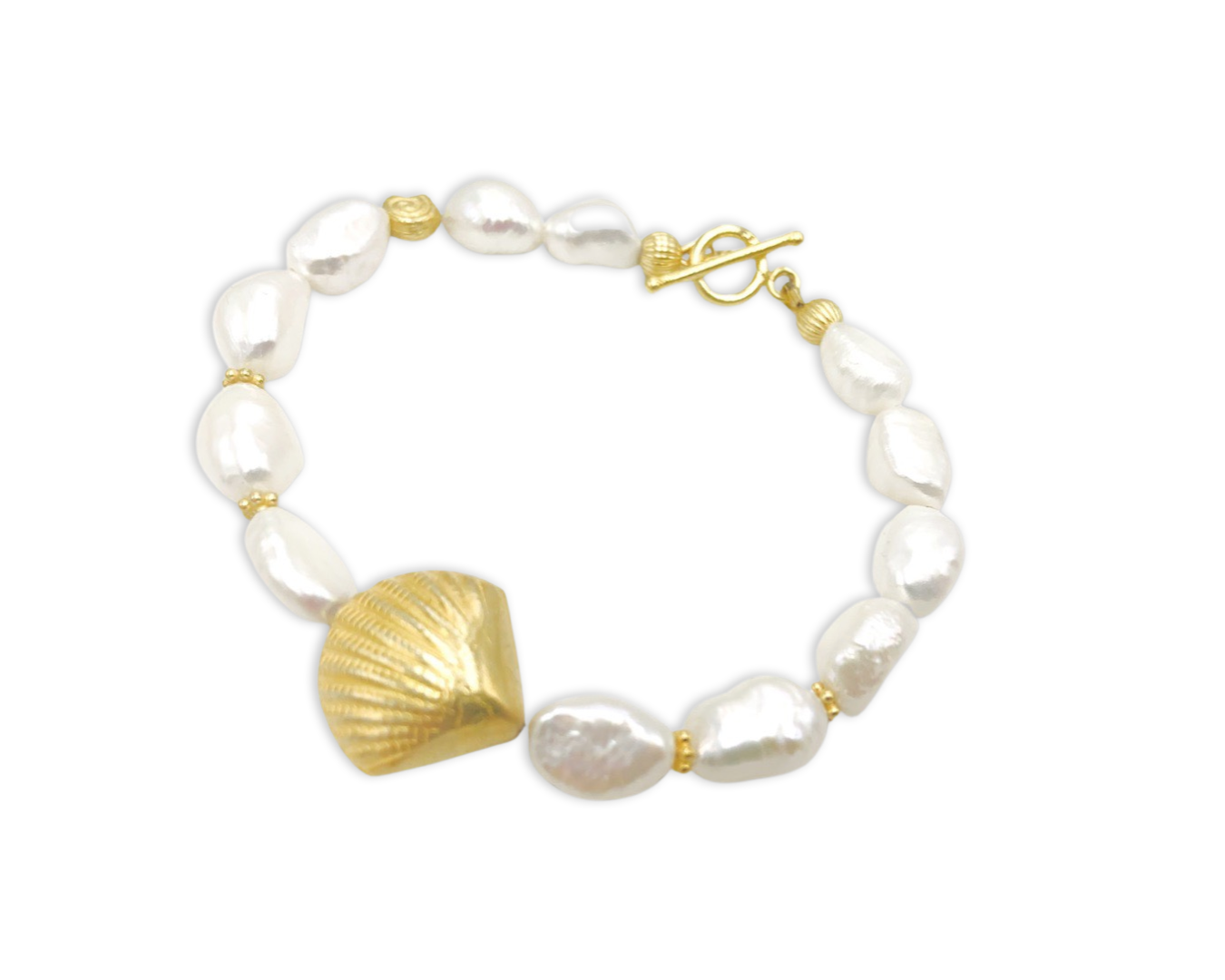 Armband PREMIUM - "White Pearls" gold