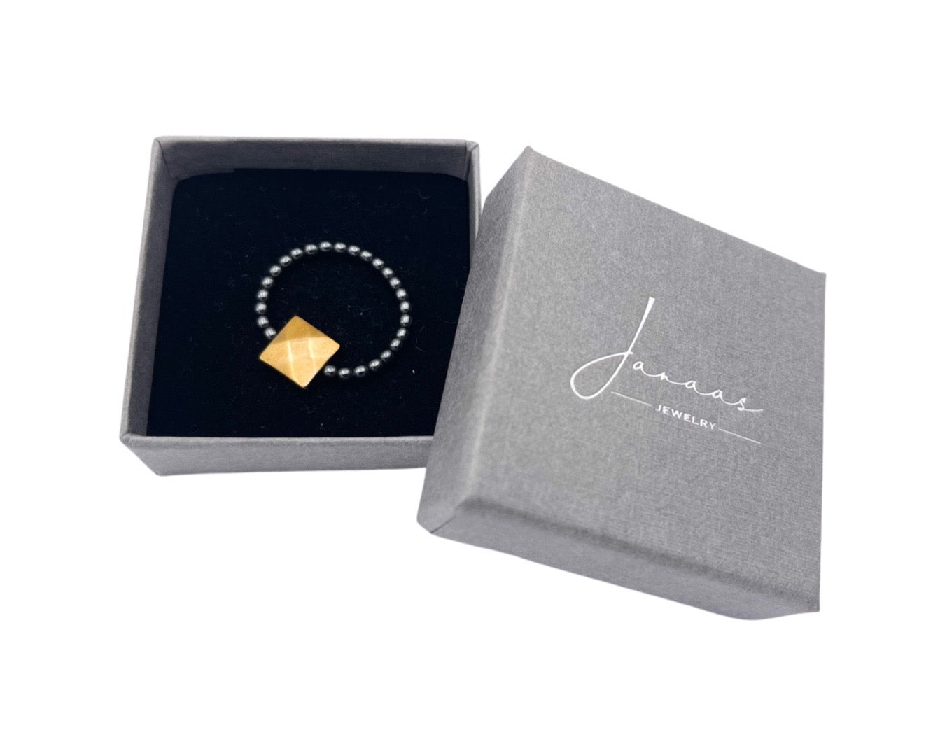 Ring "Black Hämatit" Big Gold