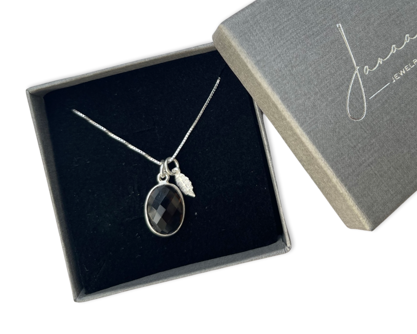 Kette „Rauchquarz Leaf“ 925 Sterlingsilber