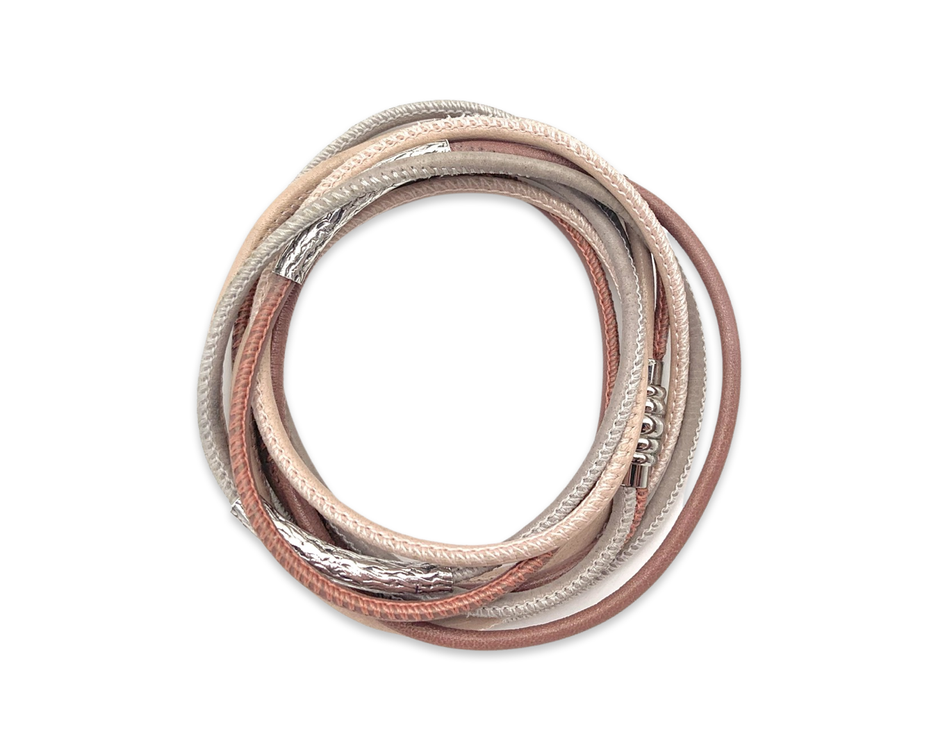 Wickelarmband Nappaleder Trio Tubes - Grau&Altrosé