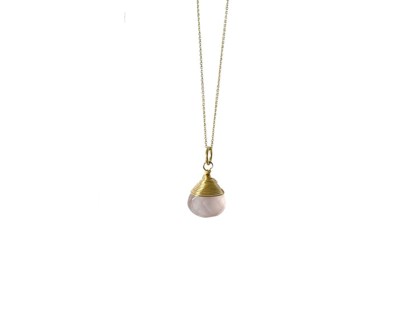 Kette "Drop Rosenquarz" - 925 Sterlingsilber