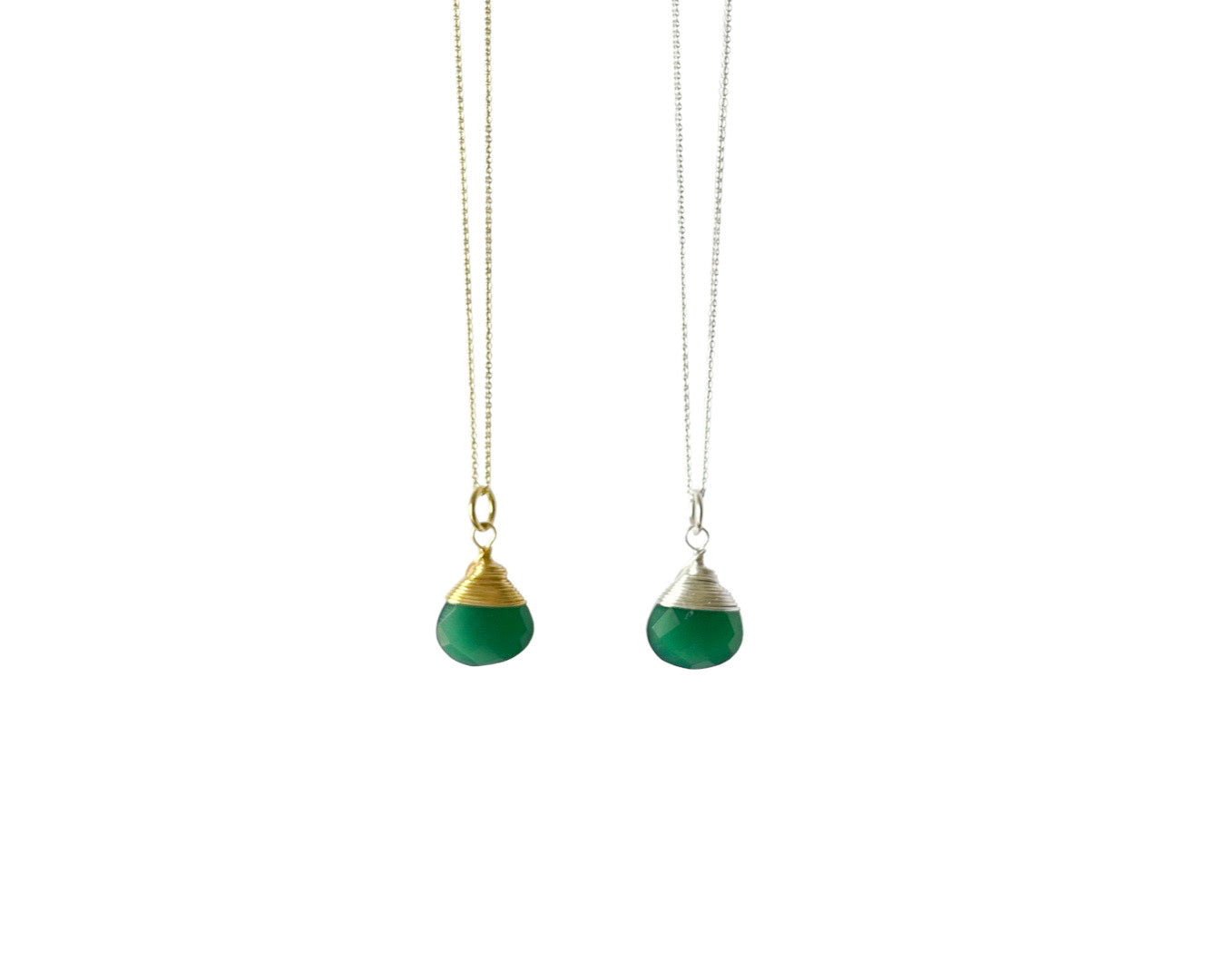 Kette "Drop Achat grün" - 925 Sterlingsilber