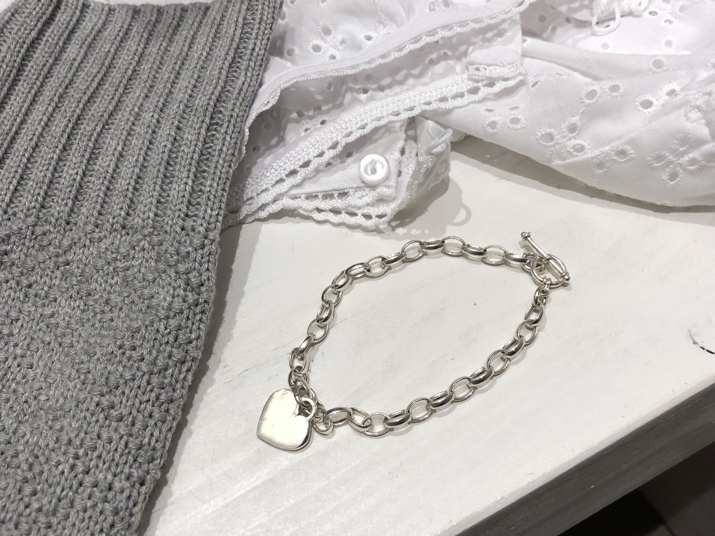 Gliederarmband L "Herz" - 925 Sterlingsilber