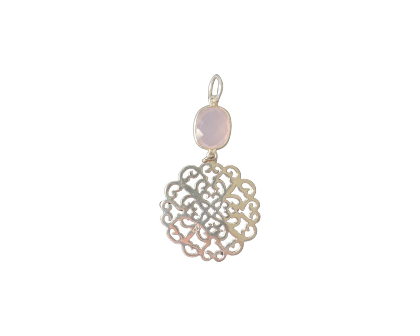 Anhänger „Mandala Rosenquarz“ - 925 Sterlingsilber