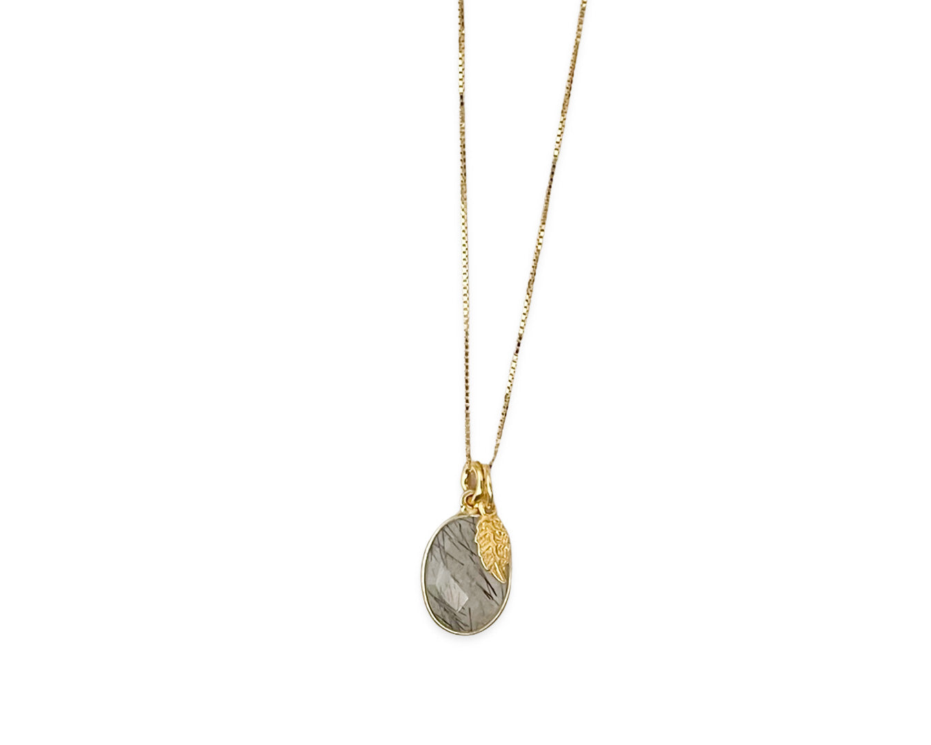 Kette „Turmalinquarz Leaf“ Gold - 925 Sterlingsilber