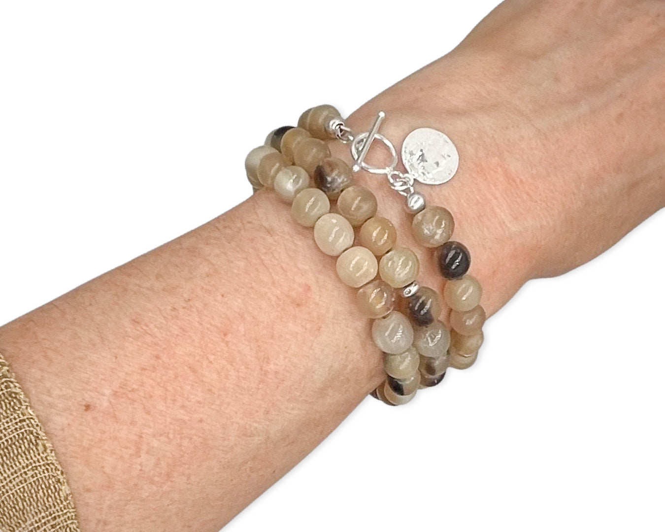Armband PREMIUM - White Horn poliert mit Münze