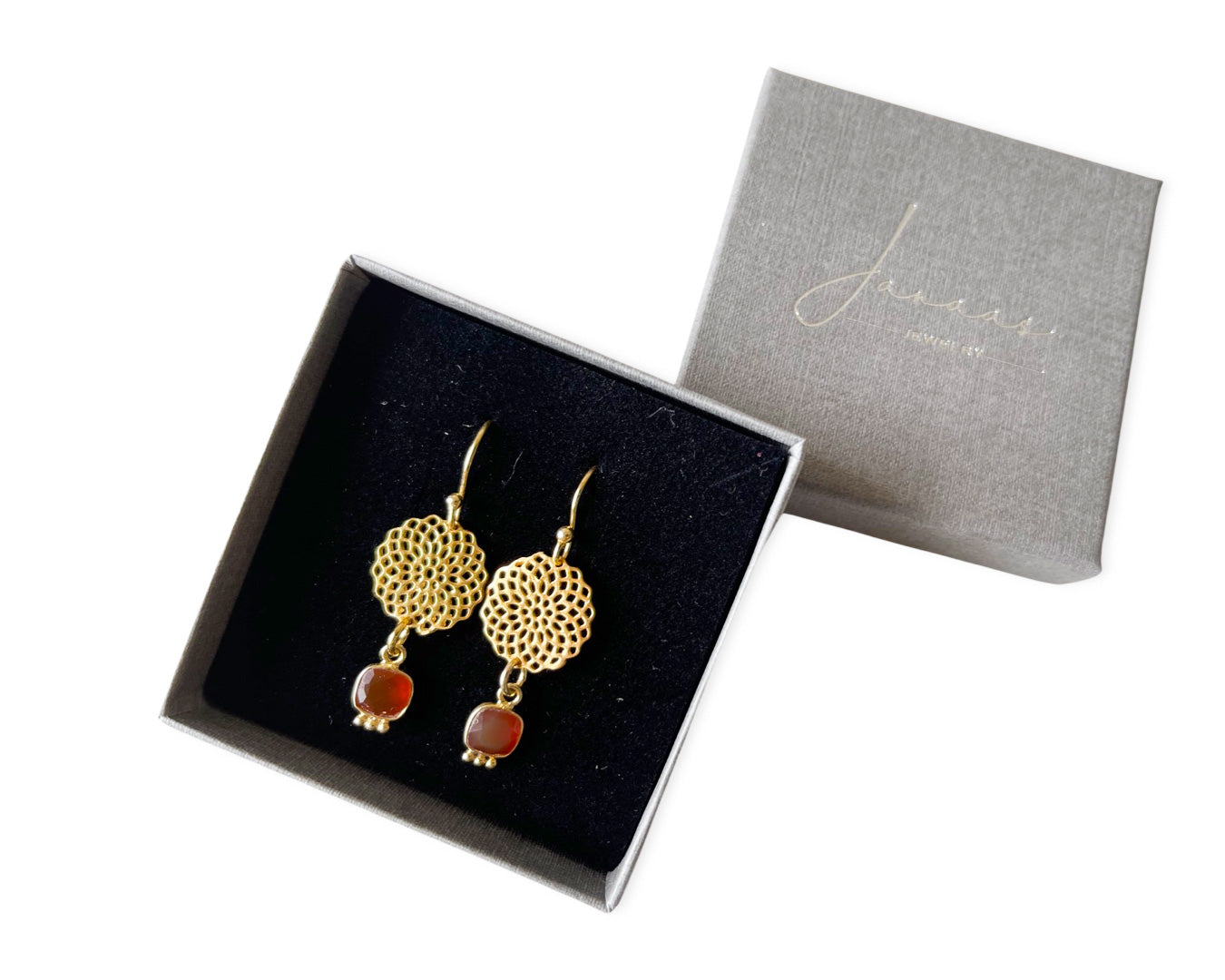 Ohrringe "Flower Karneol" Gold