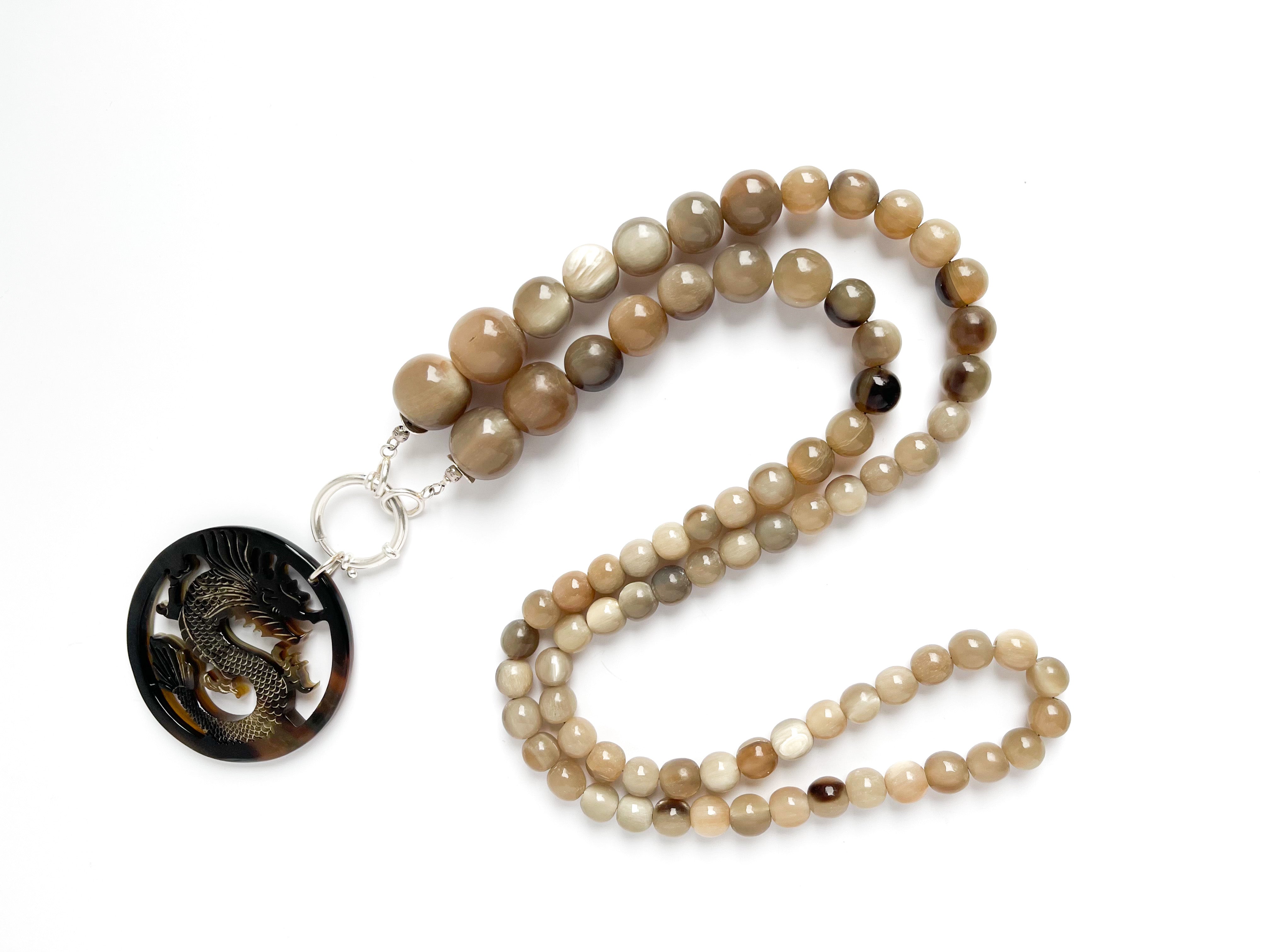 Kette lang PREMIUM - White Horn mit Wechselring