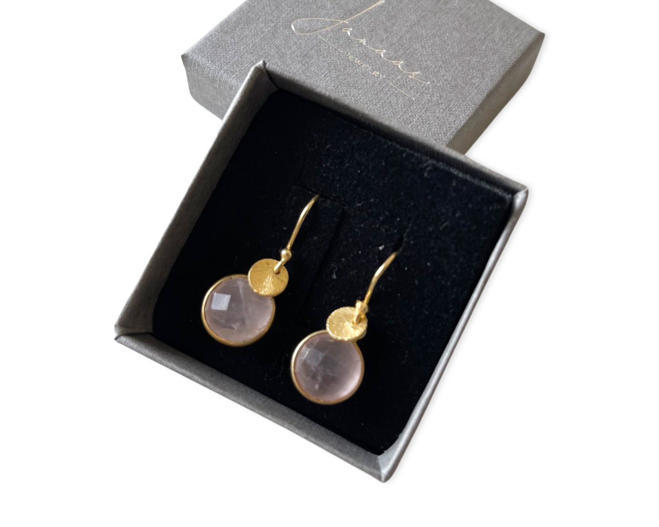 Ohrringe "Rosenquarz Duo" - 925 Sterlingsilber