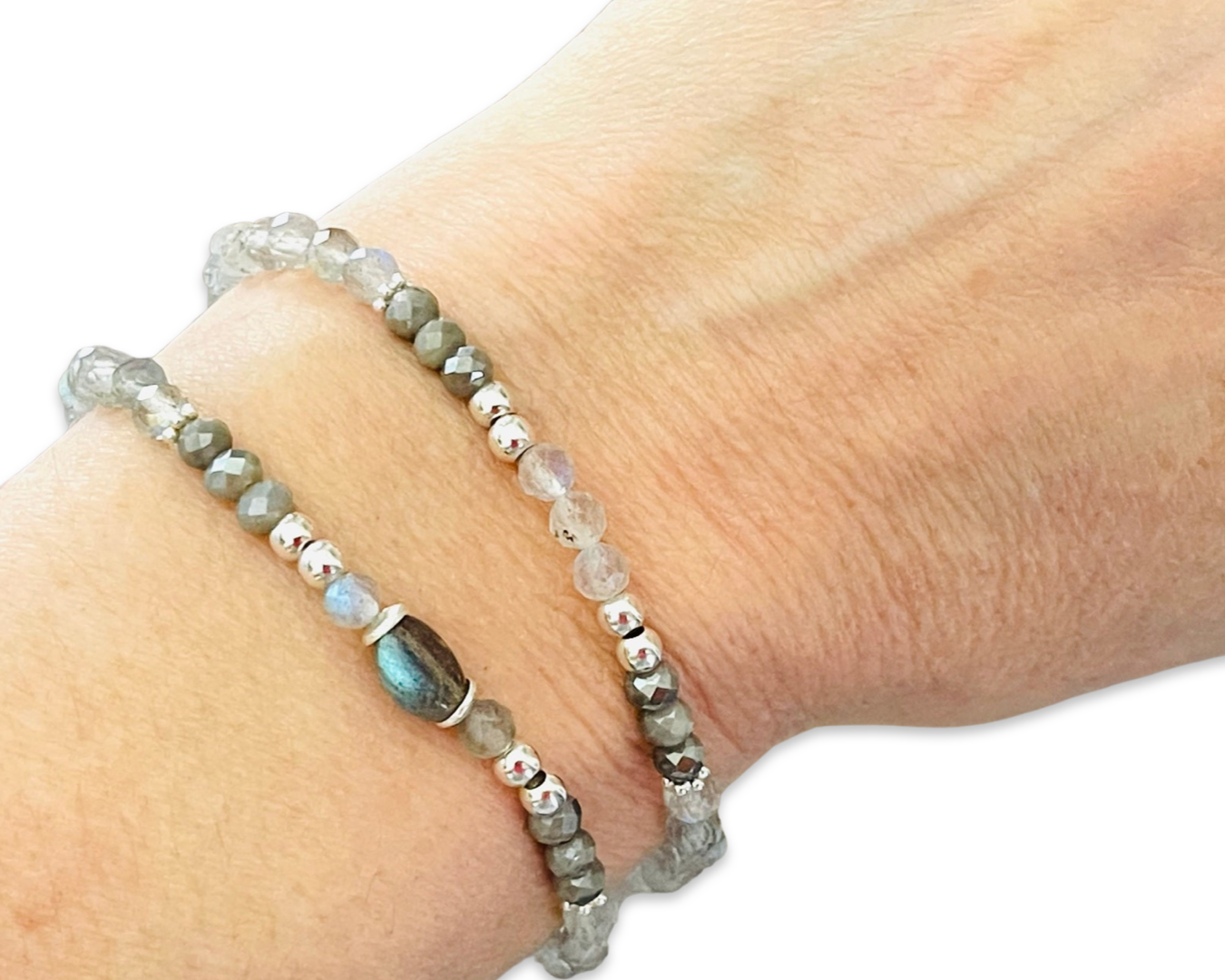 Armband Labradorit Nuggets silber
