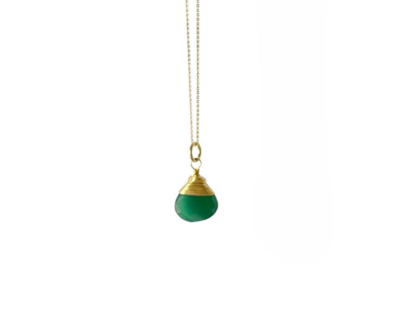 Kette "Drop Achat grün" - 925 Sterlingsilber
