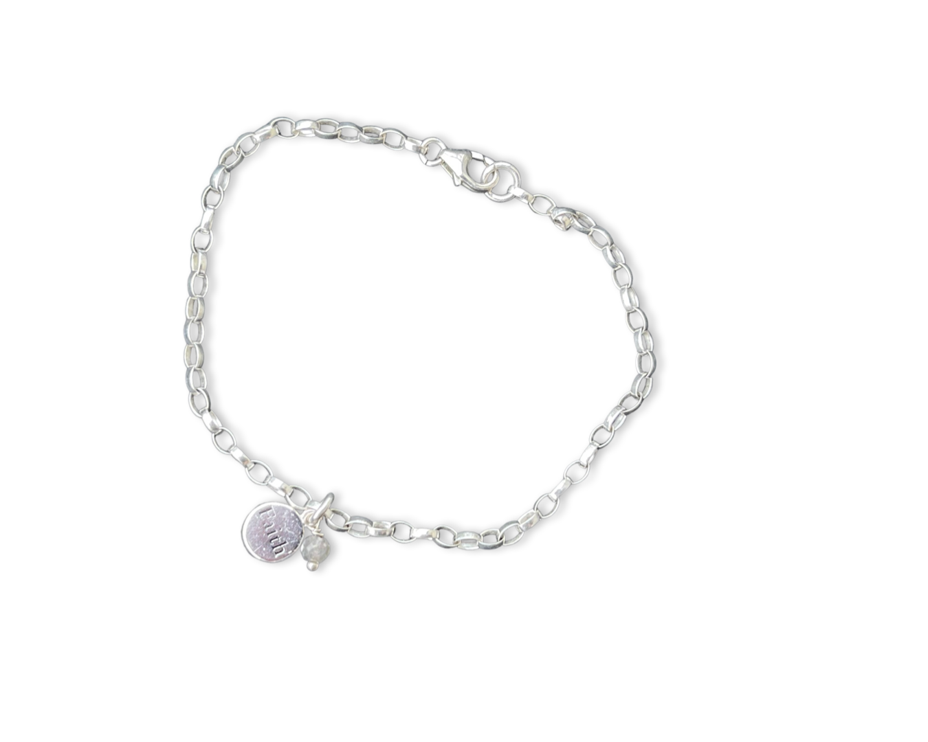 Gliederarmband S "Faith" & Labradorit - 925 Sterlingsilber