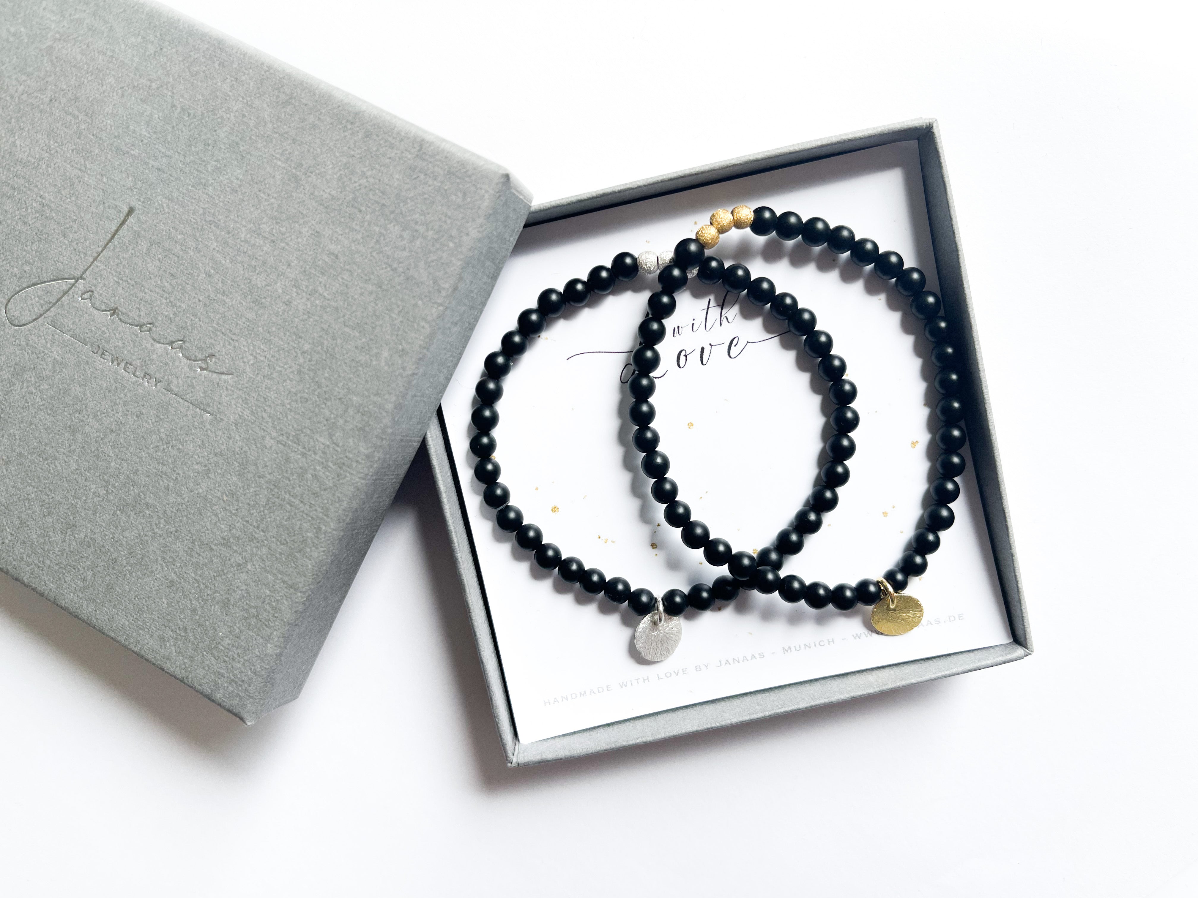 Armband "Onyx matt simple S", silber oder gold