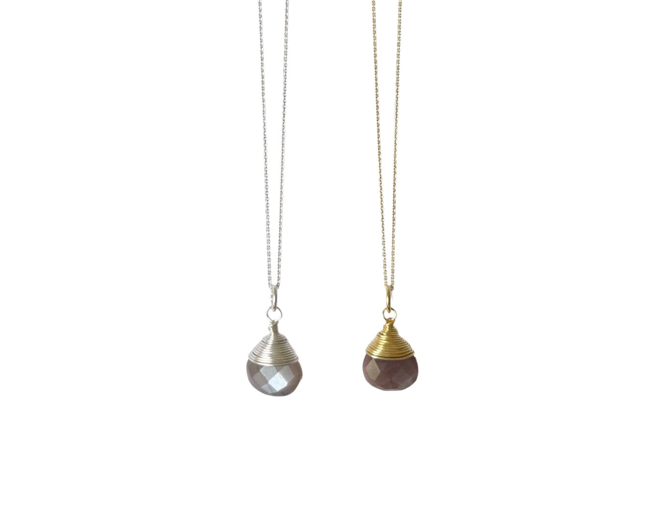 Kette "Drop Mondstein lila" - 925 Sterlingsilber