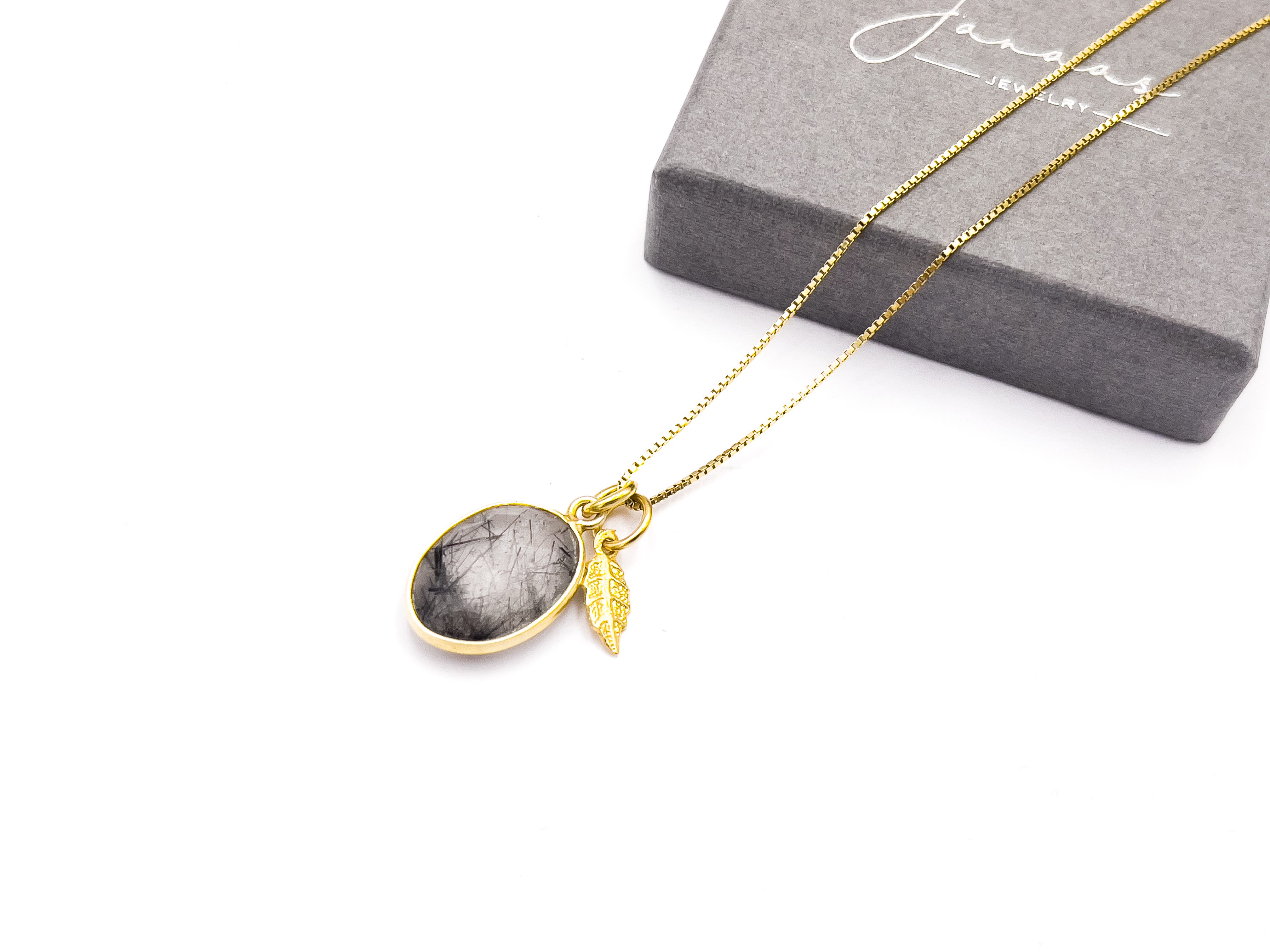 Kette „Turmalinquarz Leaf“ Gold - 925 Sterlingsilber