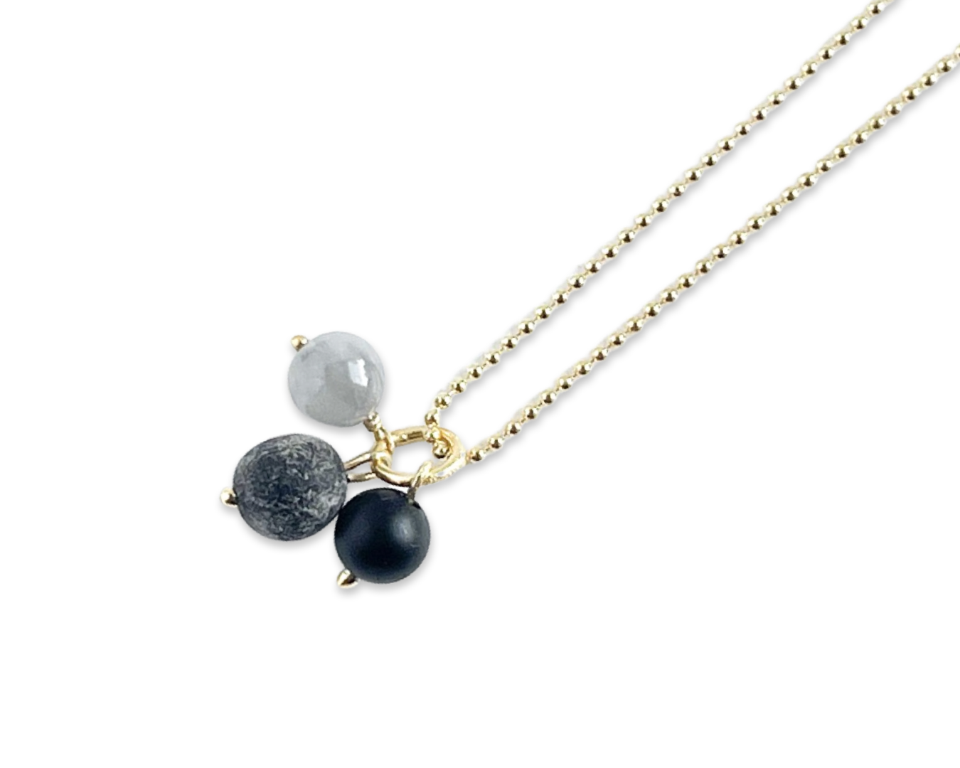 Kette "Balls" grau&schwarz - 925 Sterlingsilber