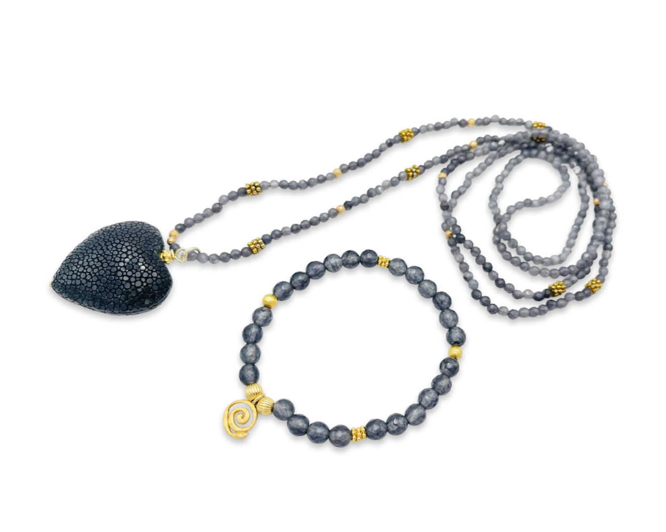 Armband Achat Jeans & Gold