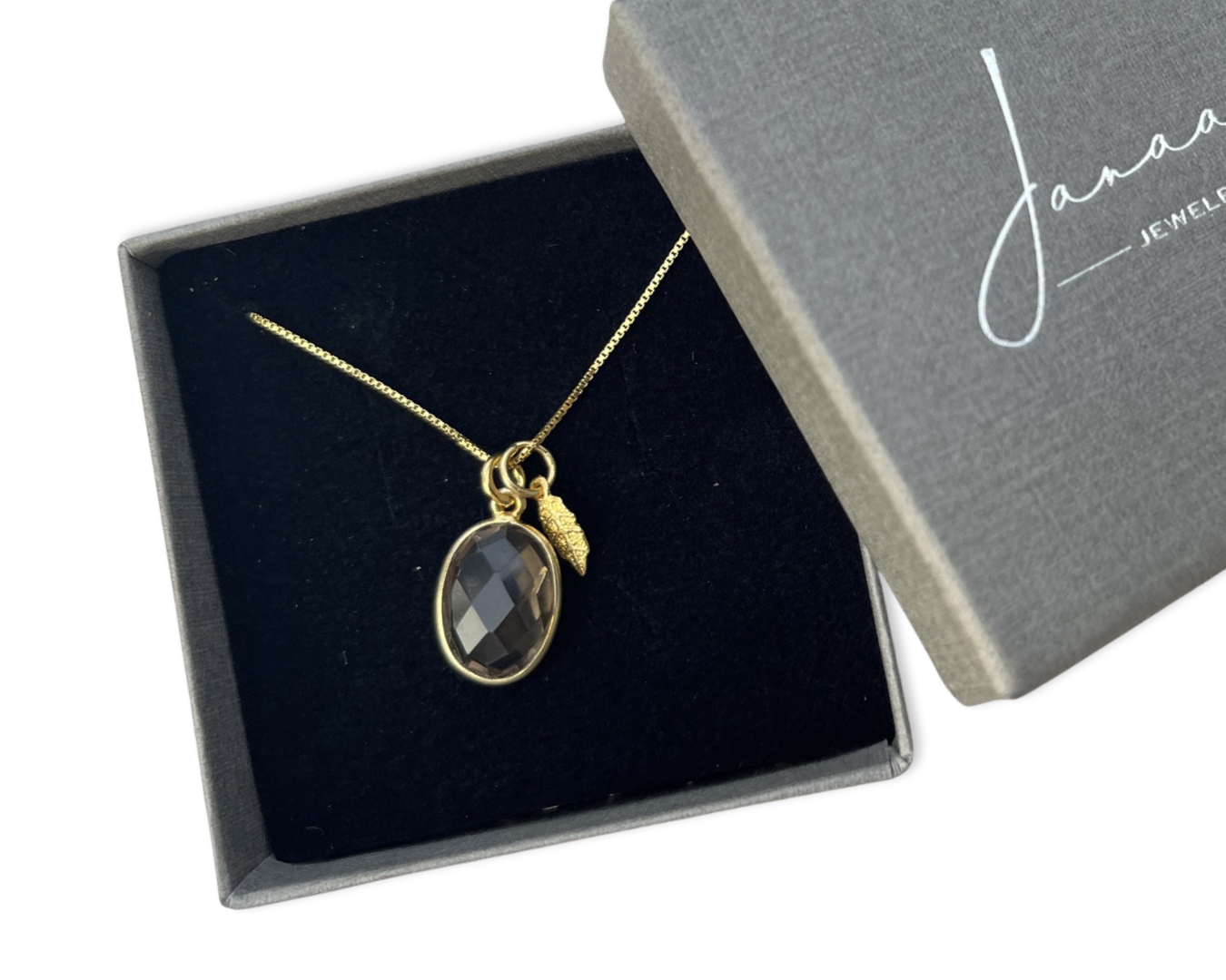 Kette „Rauchquarz Leaf“ 925 Sterlingsilber
