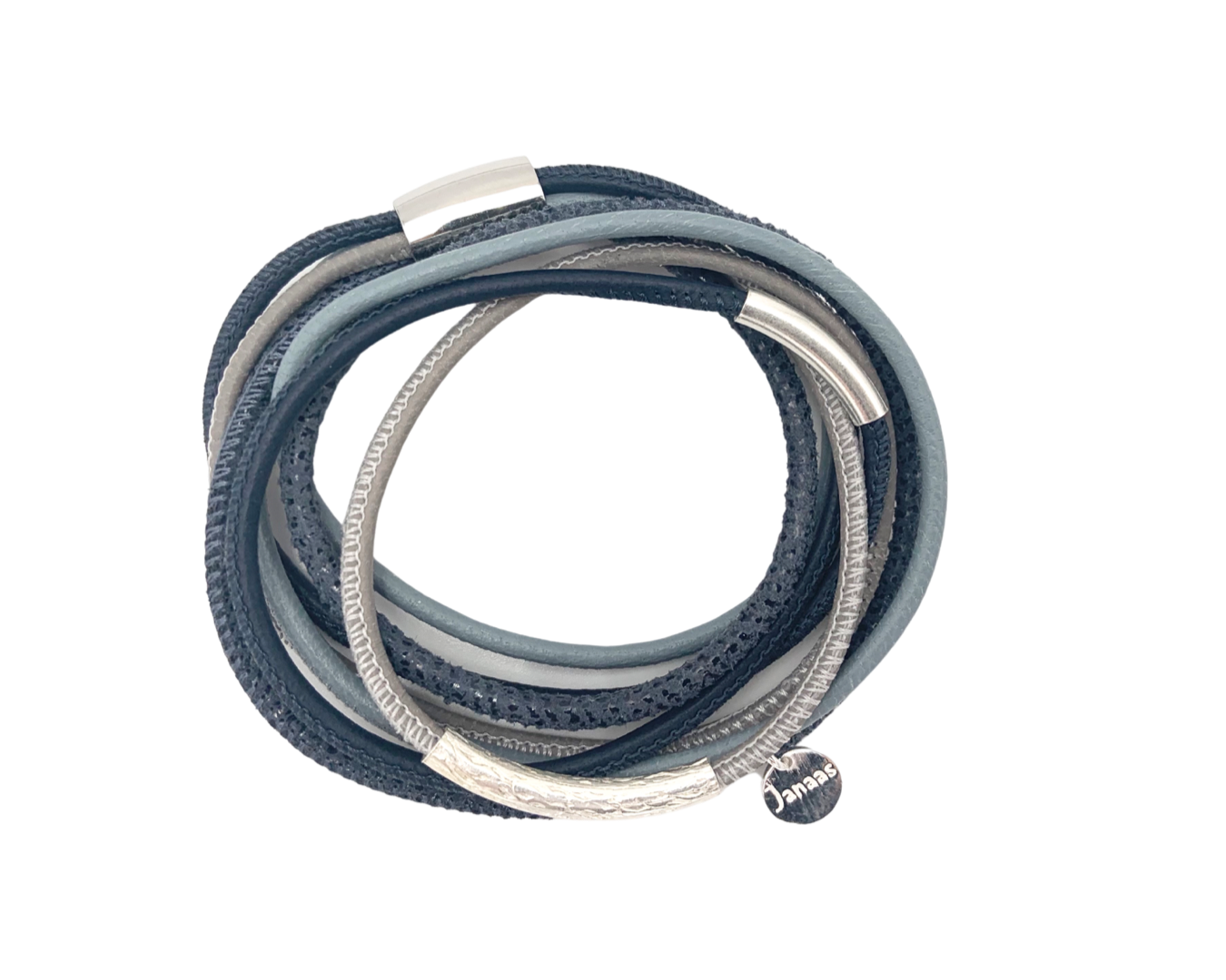 Armband Nappaleder Trio Tubes - blau&grau
