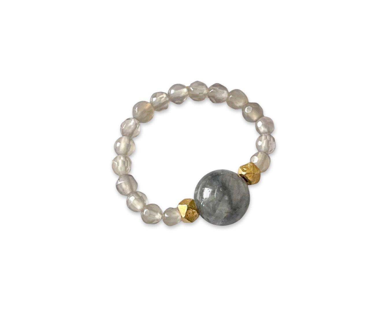 Ring "Achat Pearl Gold“ elastisch