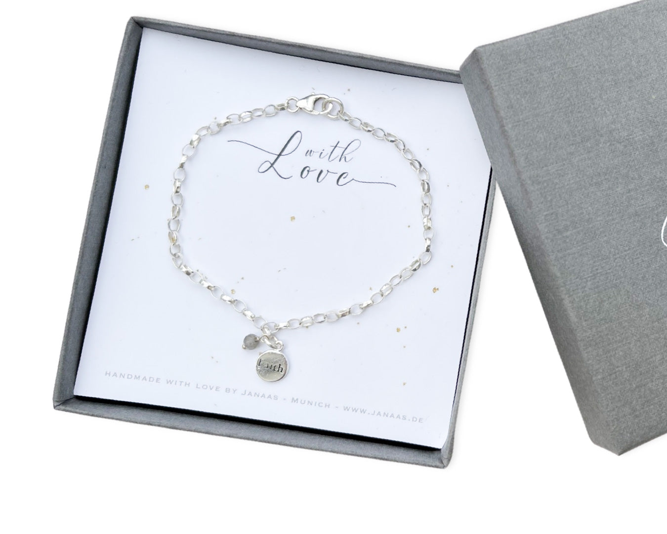 Gliederarmband S "Faith" & Labradorit - 925 Sterlingsilber