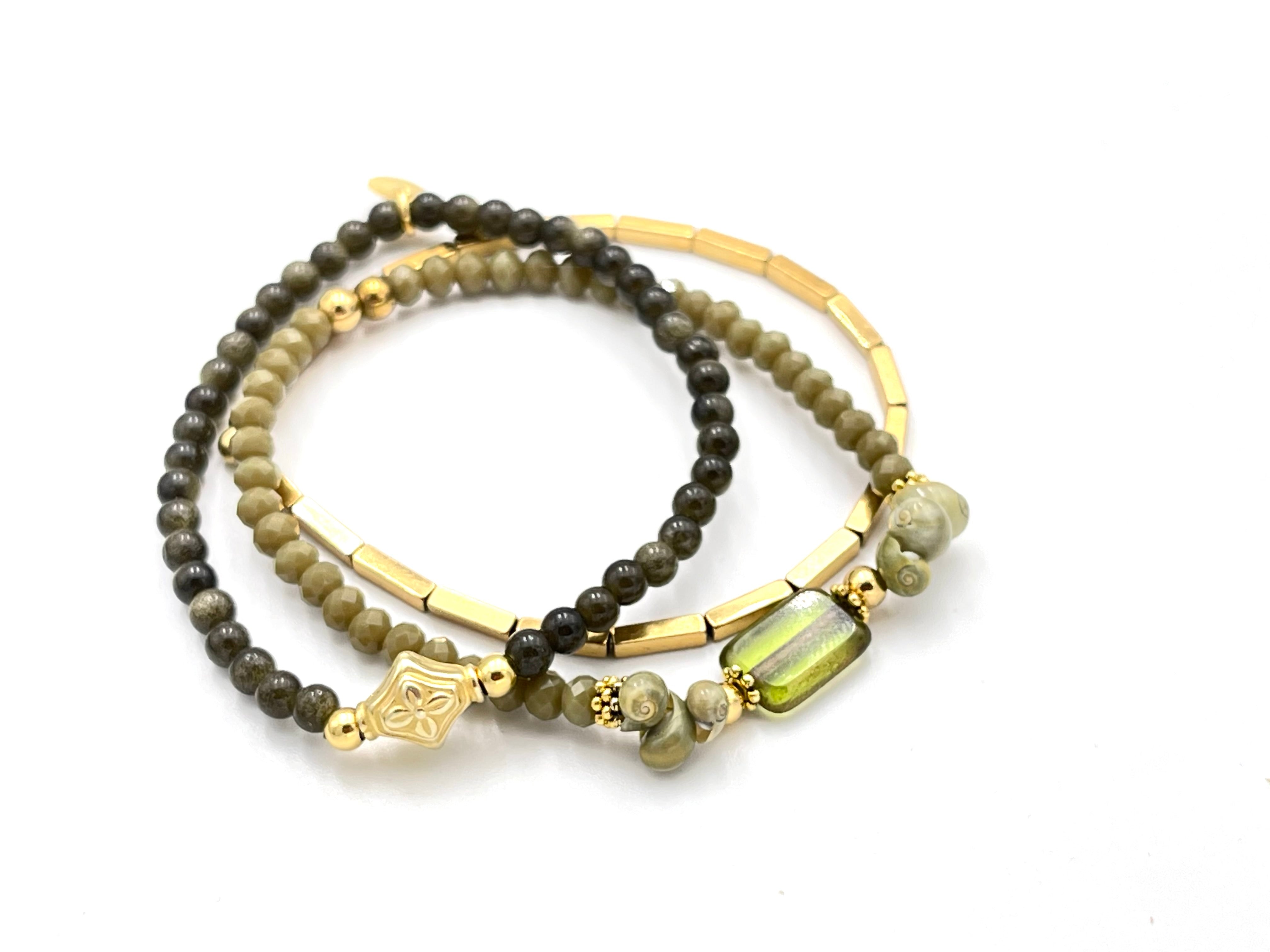 Armband "Golden Obsidian" S