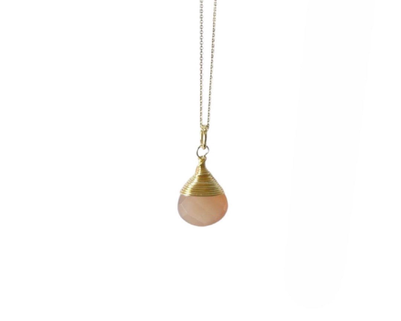 Kette "Drop Mondstein orange" - 925 Sterlingsilber