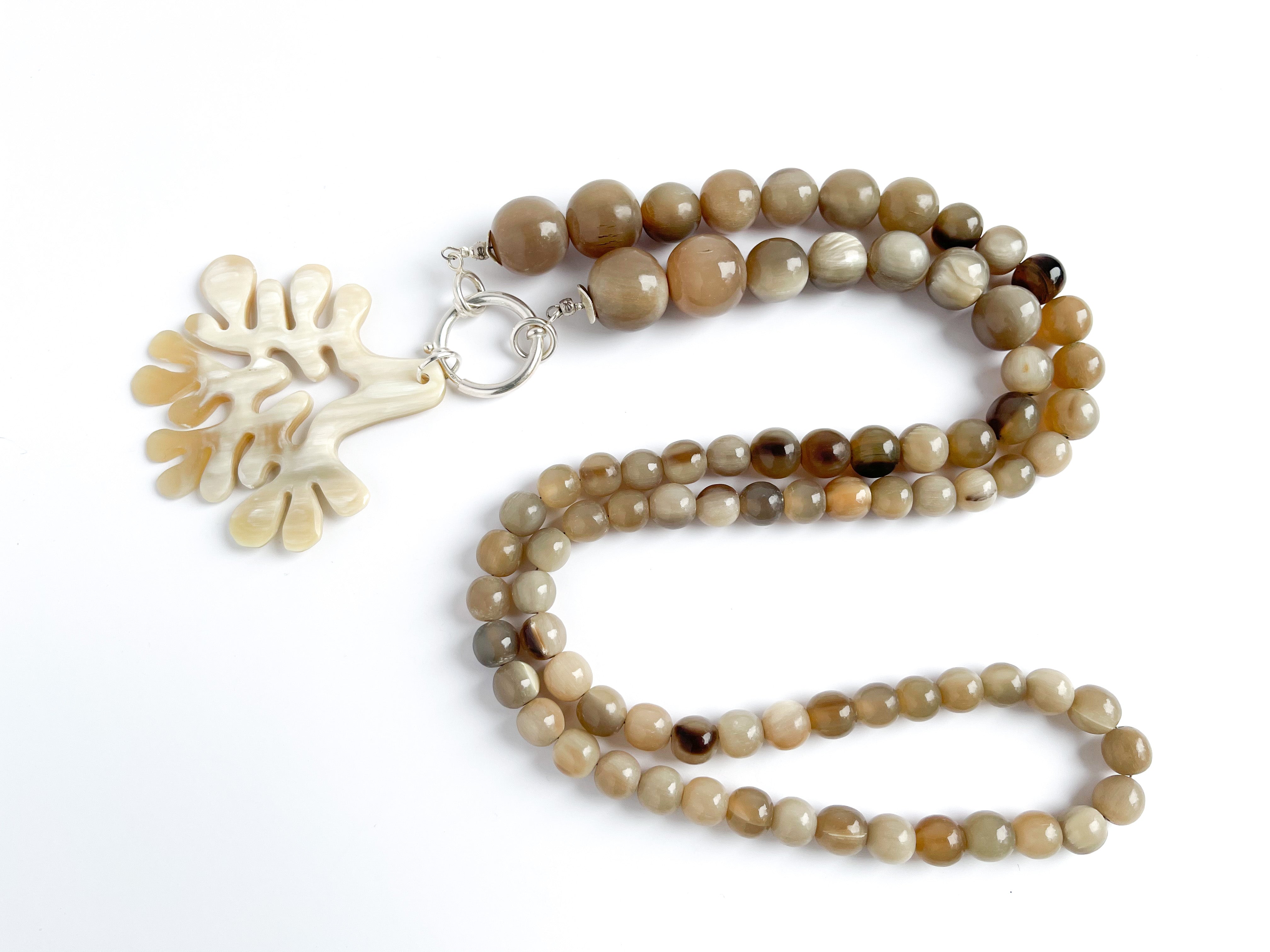 Kette lang PREMIUM - White Horn mit Wechselring
