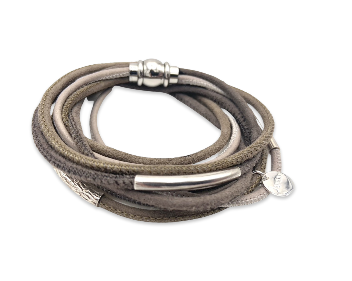 Armband Nappaleder "Trio Tubes" - Grau&Taupe
