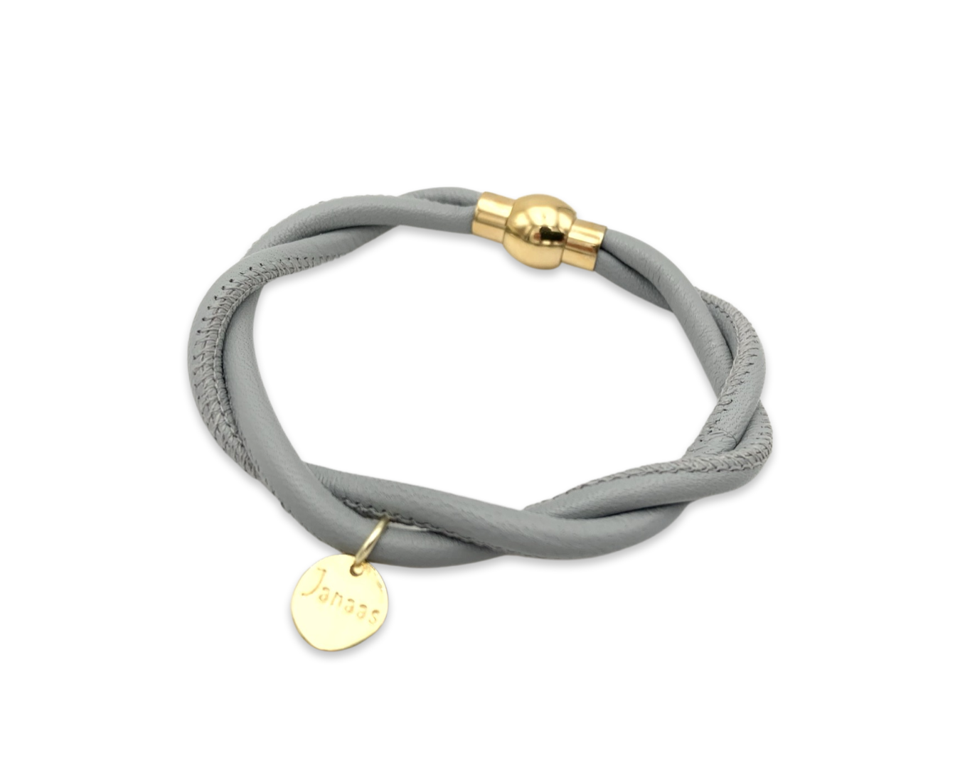 Armband Nappaleder Duo grau gold mit Logoanhänger