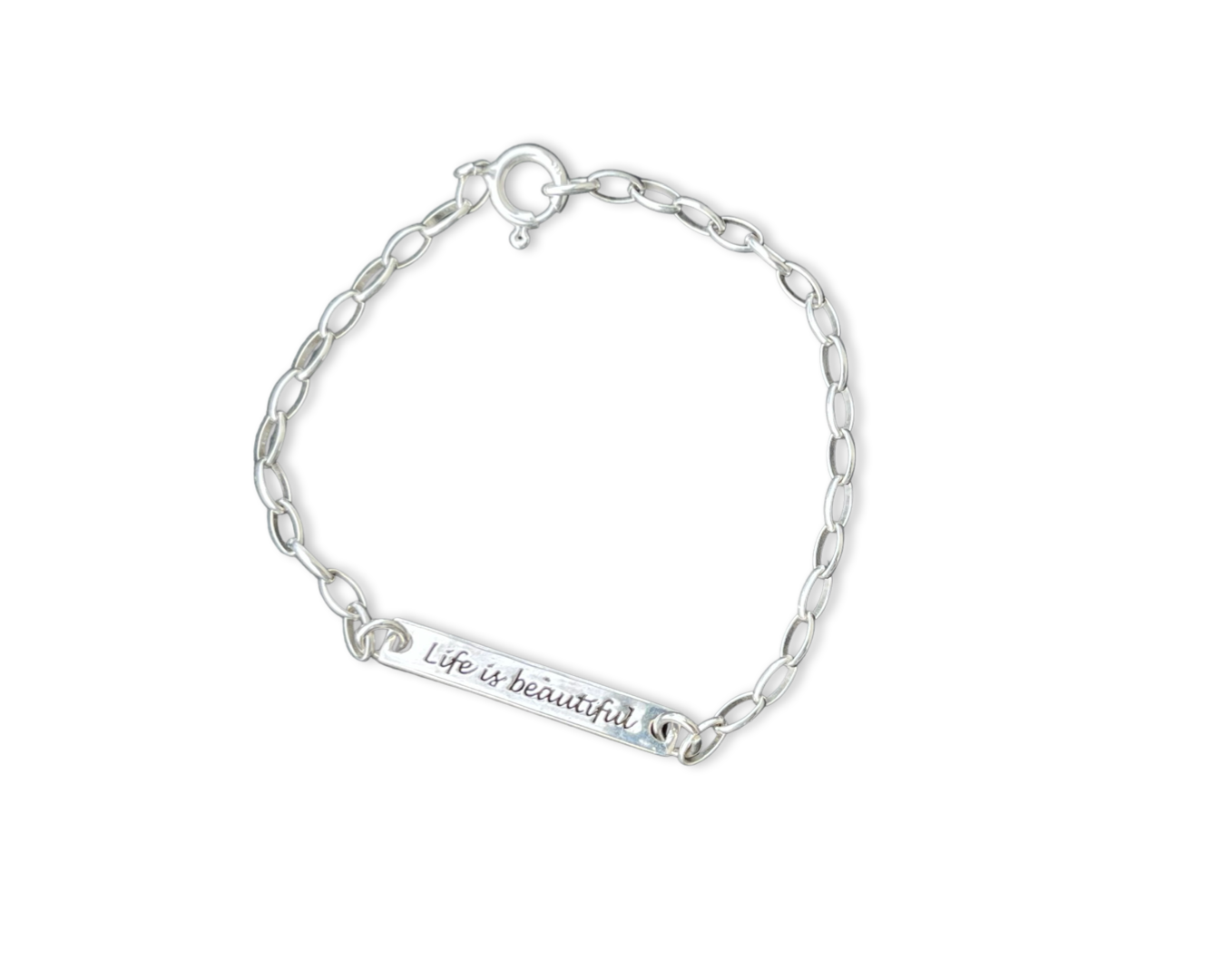 Gliederarmband M „Life is Beautiful“ - 925 Sterlingsilber