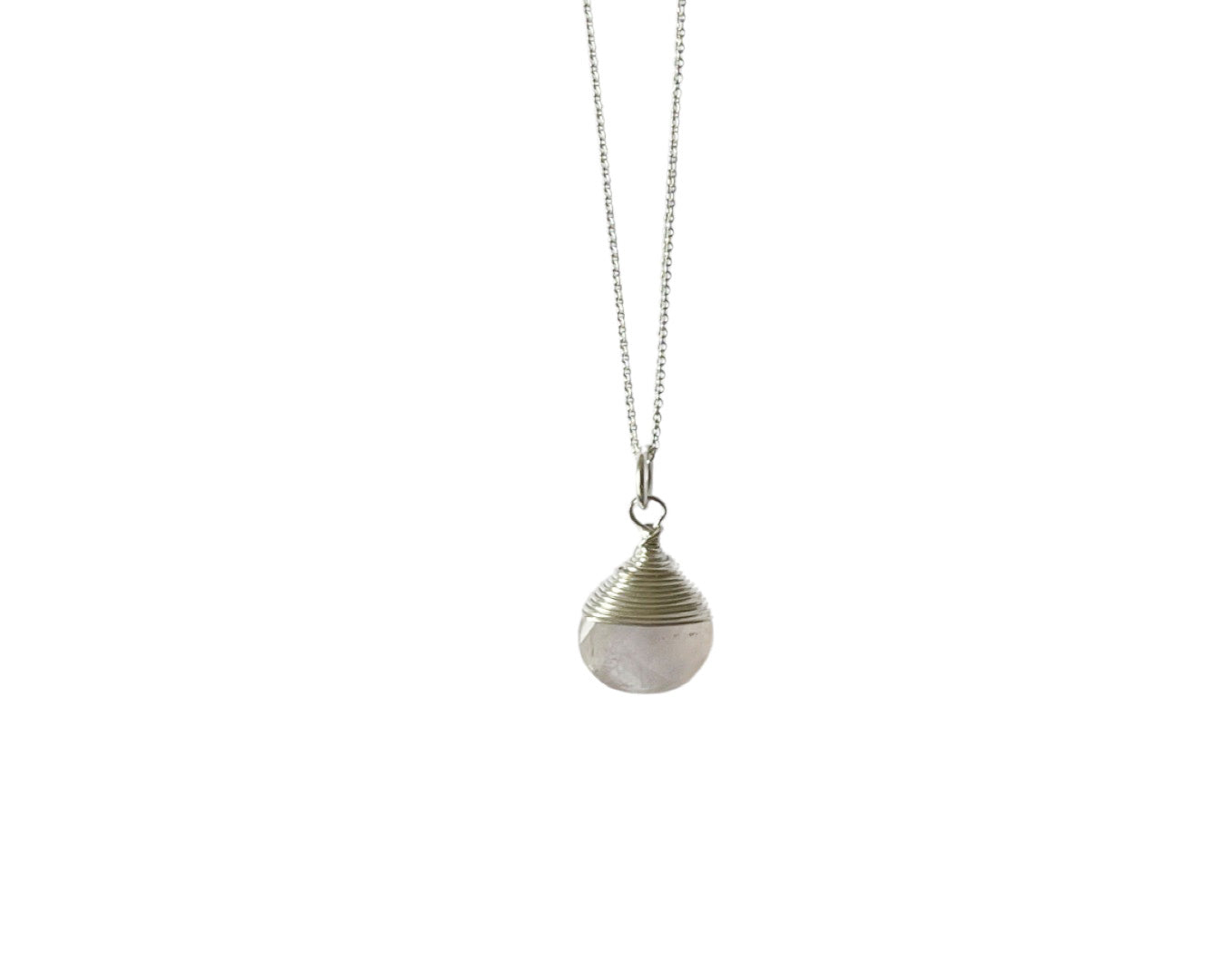 Kette "Drop Rosenquarz" - 925 Sterlingsilber