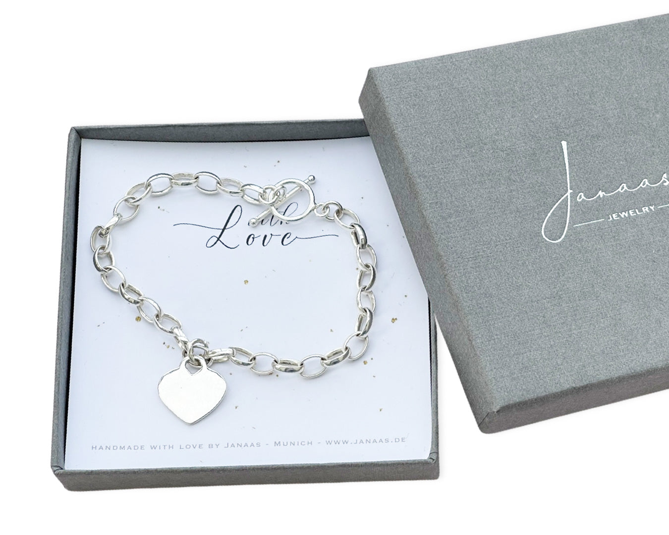 Gliederarmband L "Herz" - 925 Sterlingsilber