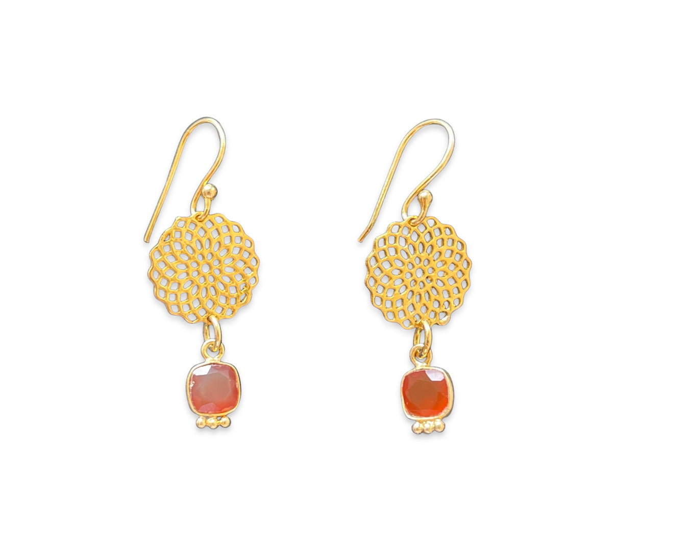 Ohrringe "Flower Karneol" Gold