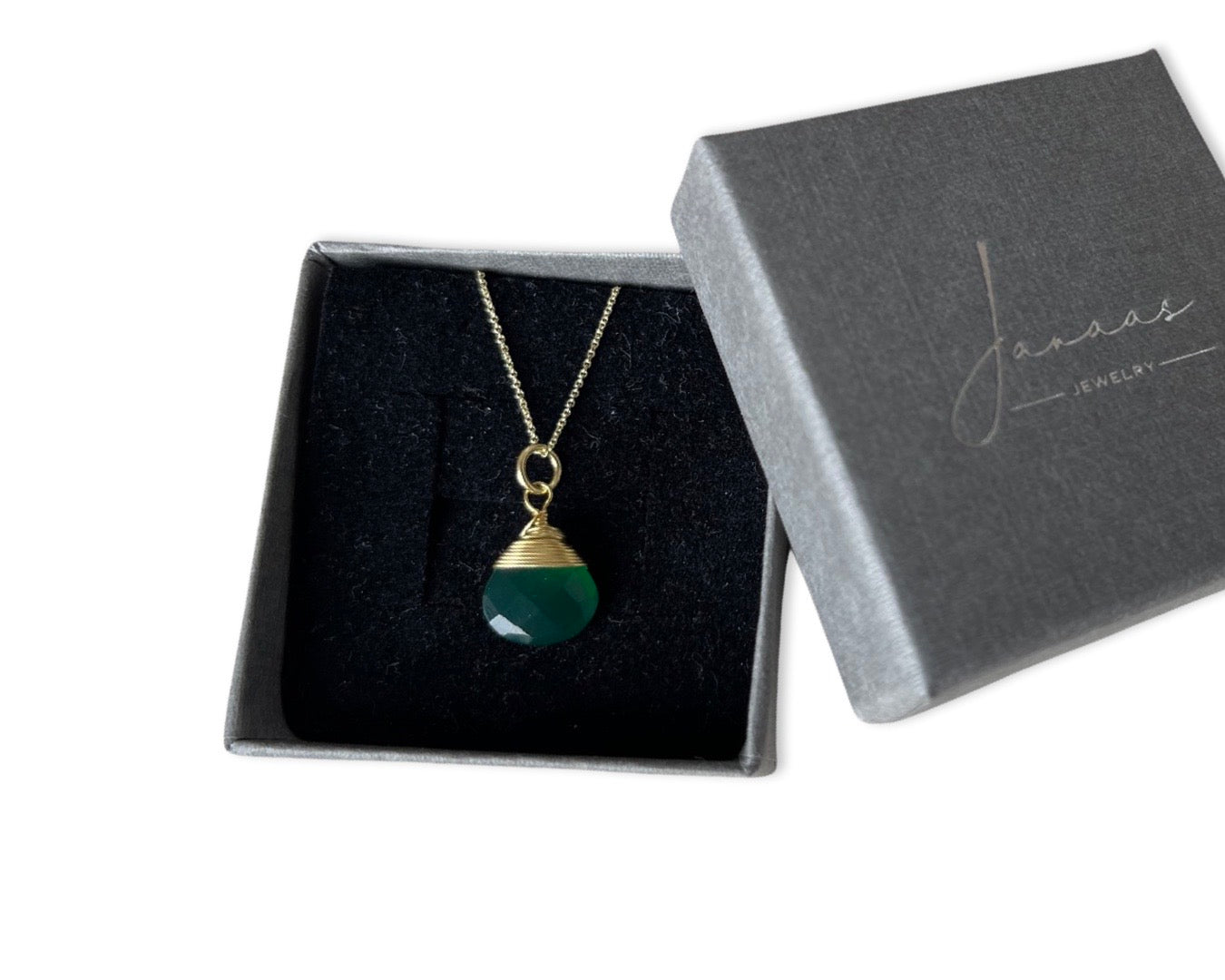 Kette "Drop Achat grün" - 925 Sterlingsilber