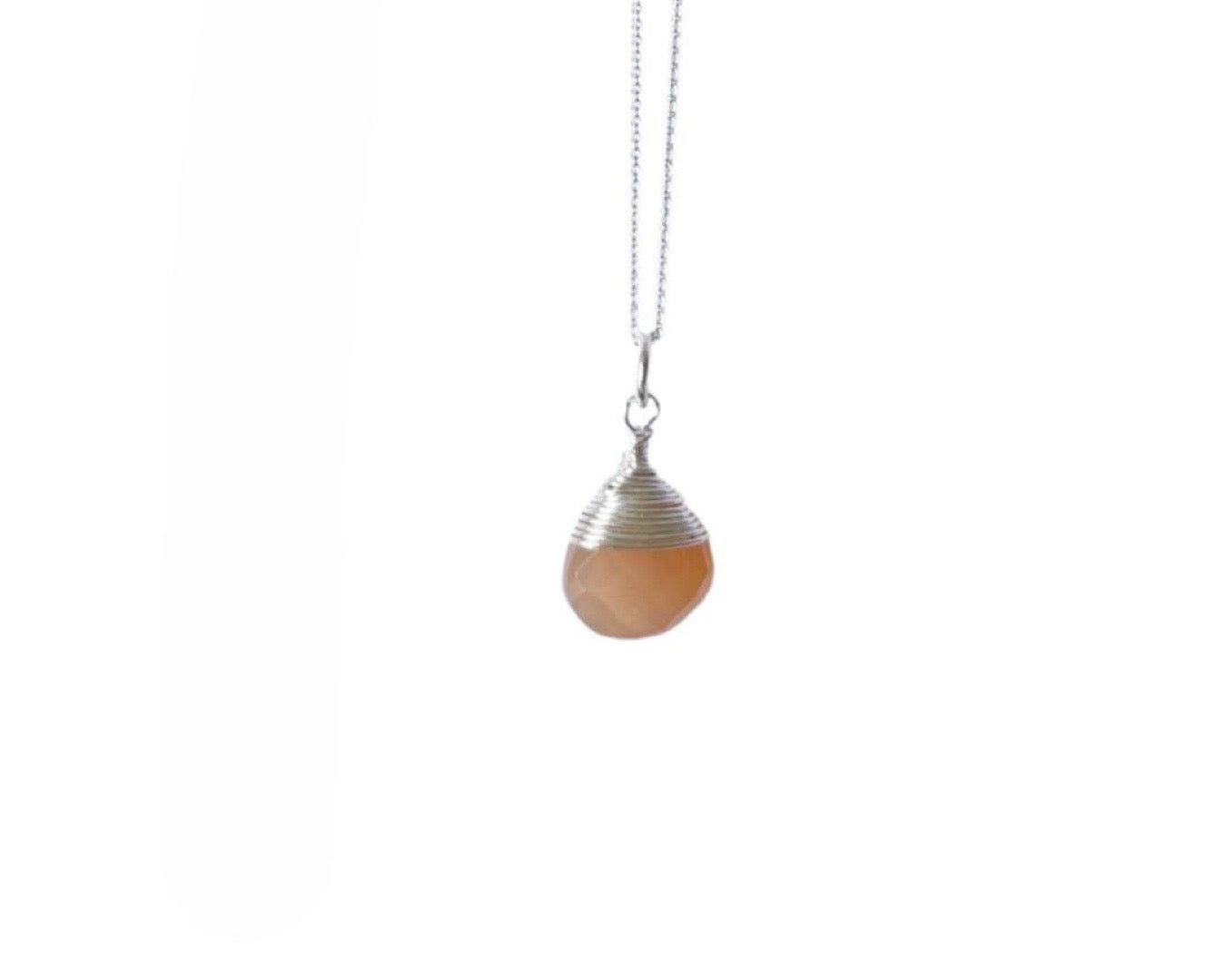 Kette "Drop Mondstein orange" - 925 Sterlingsilber