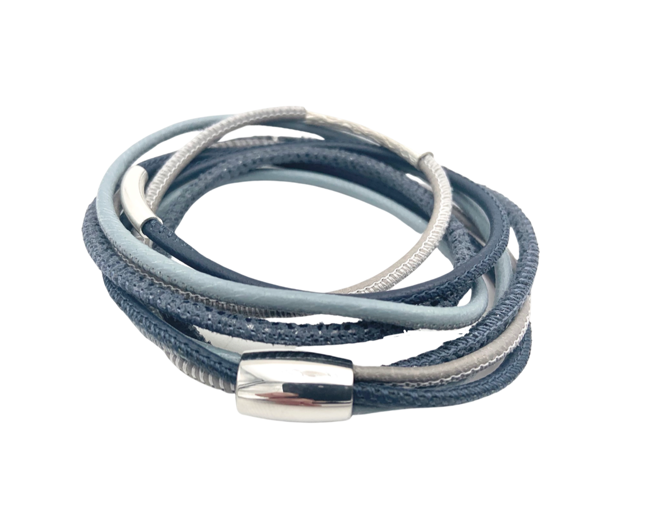 Armband Nappaleder Trio Tubes - blau&grau
