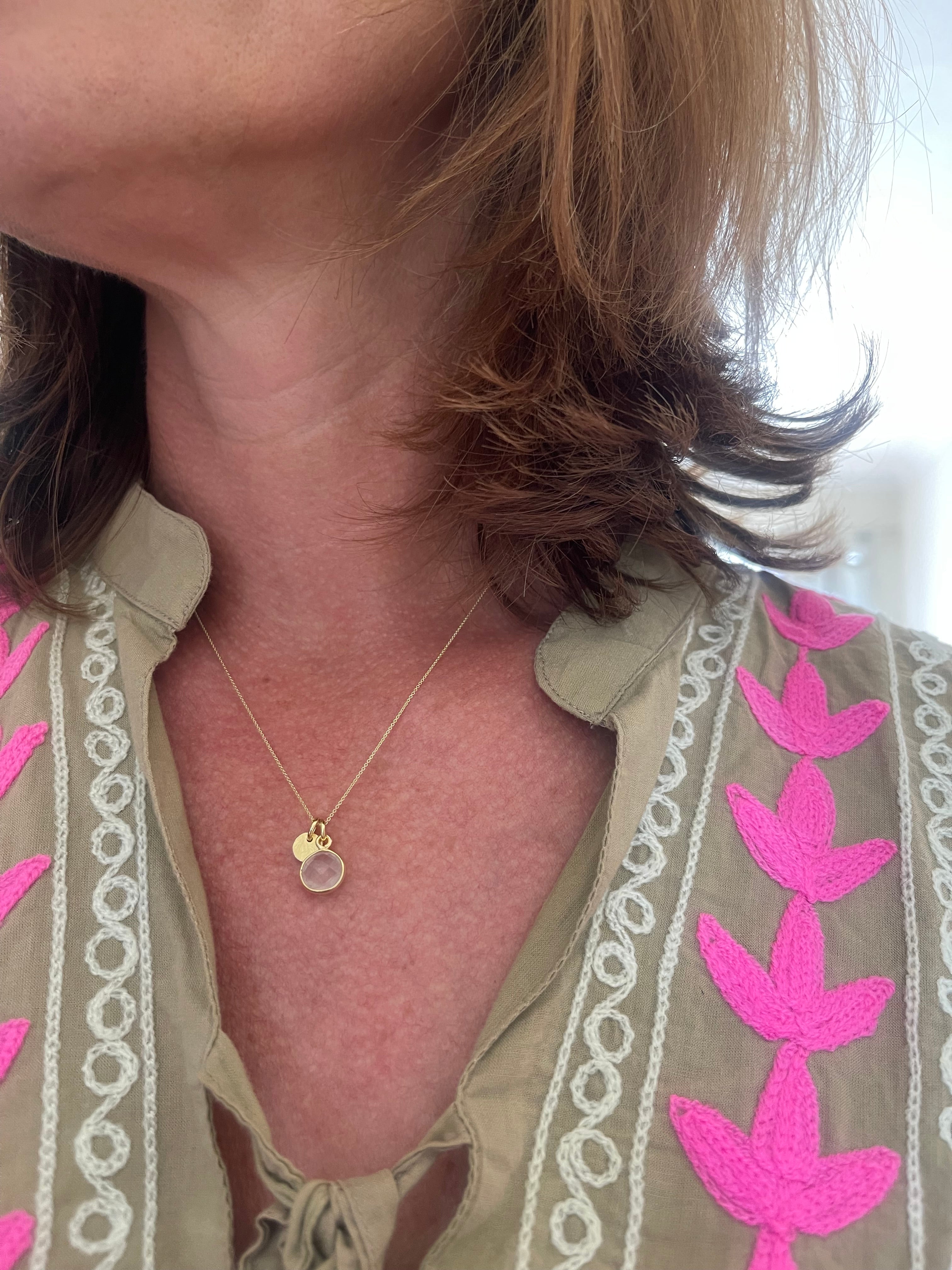 Kette „Rosenquarz Duo“ 925 Sterlingsilber