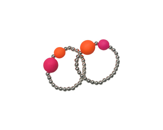 Ring Sterlingsilber "Neon Orange/Pink" fluoreszierend